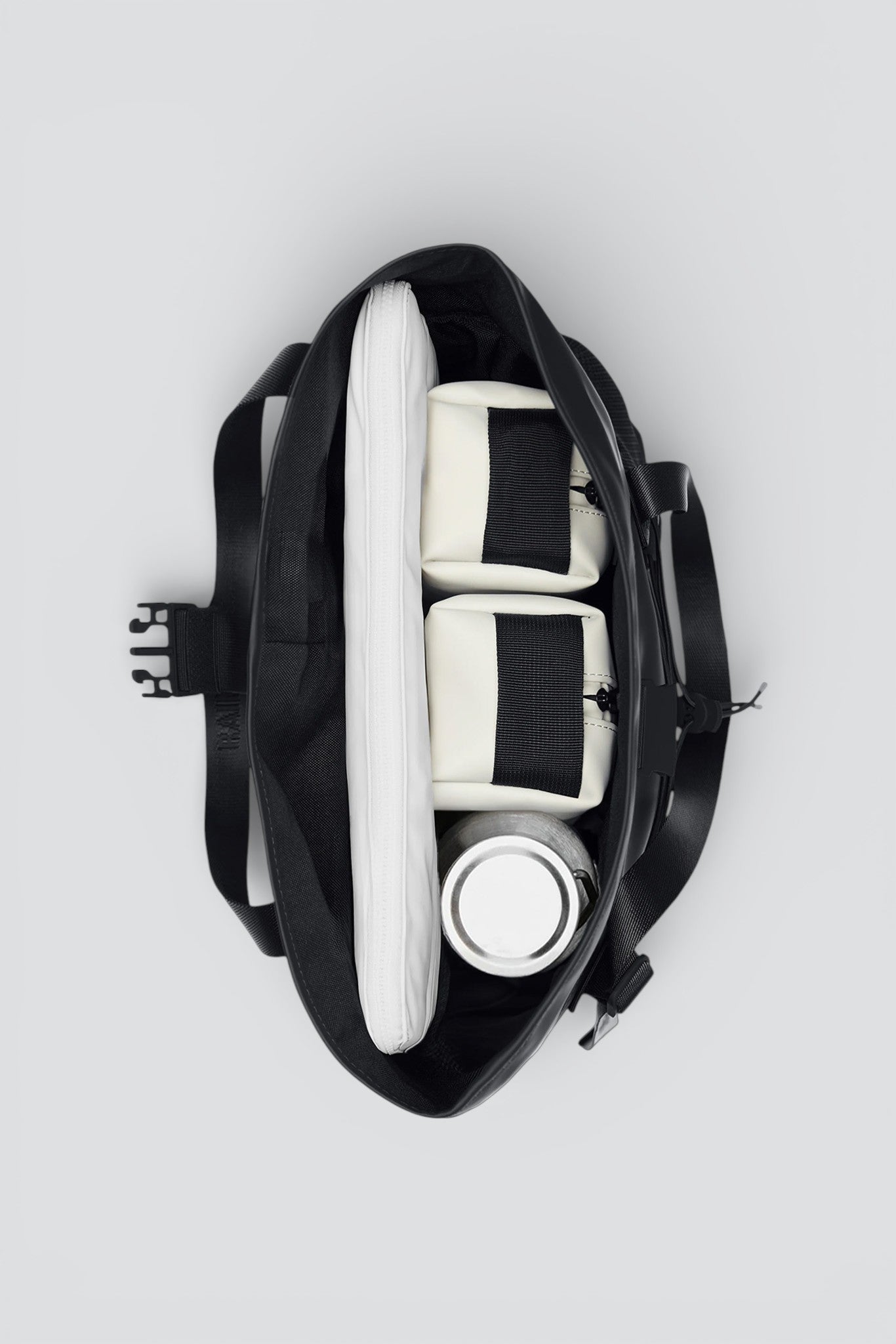 Black Trail Rolltop Tote Bag