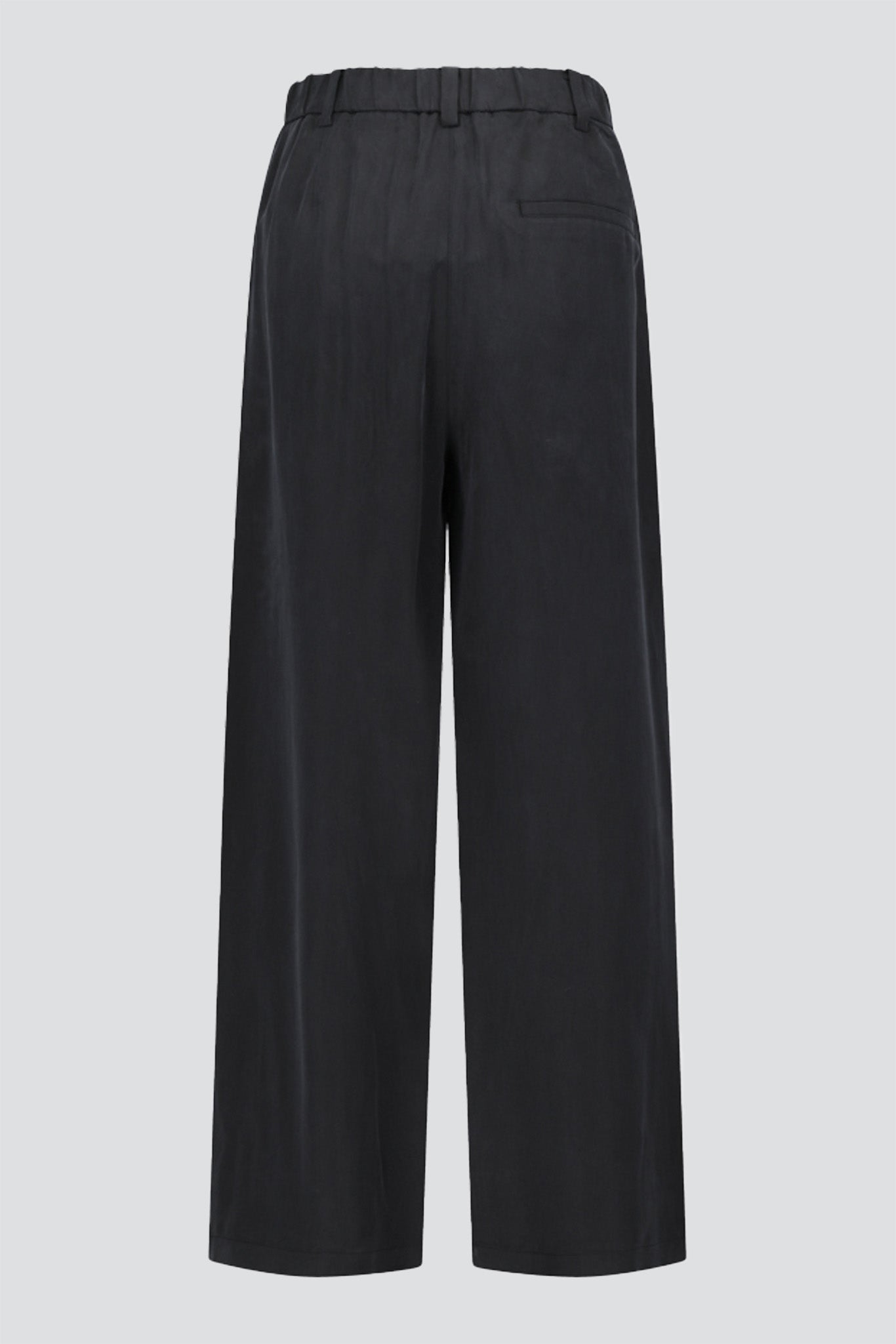 Black Two Tuck Cupro Wide Pant
