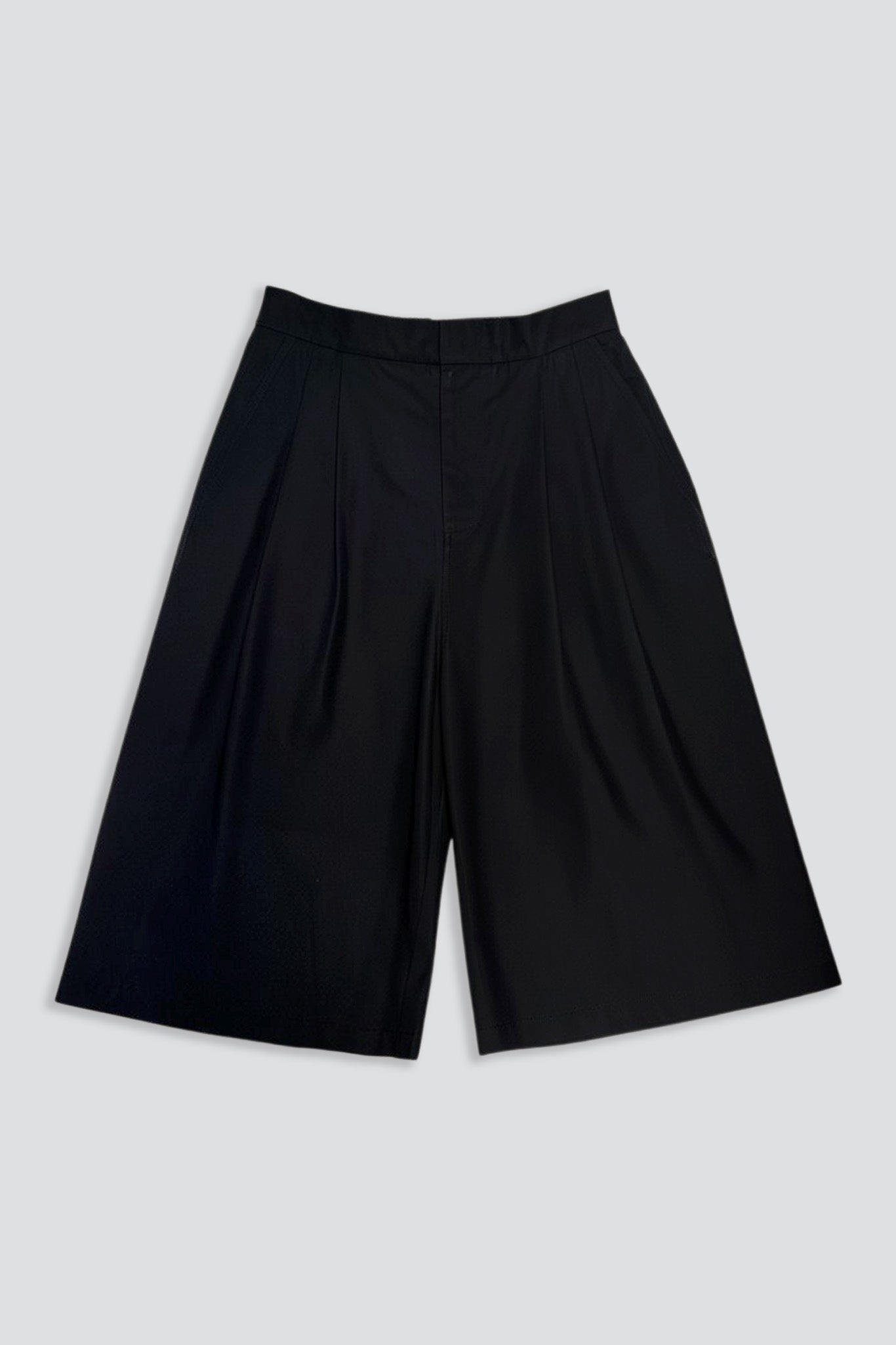 Black Two Tuck Wide Shorts