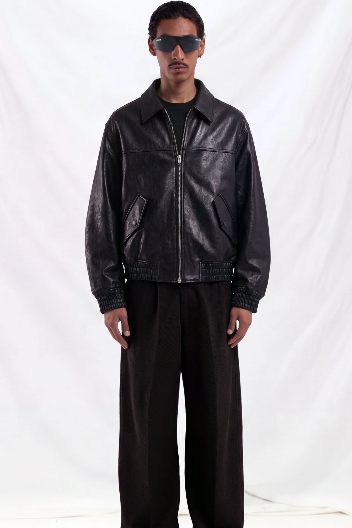 Black Unisex Refined Leather Blouson