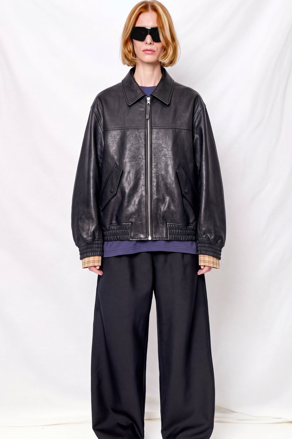 Black Unisex Refined Leather Blouson
