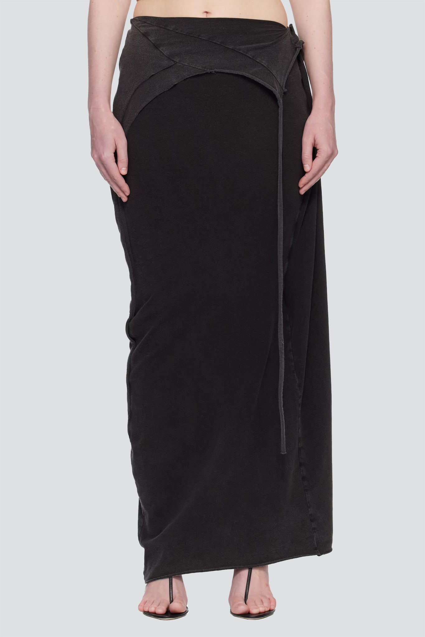 Black Wash Slitted Maxi Skirt