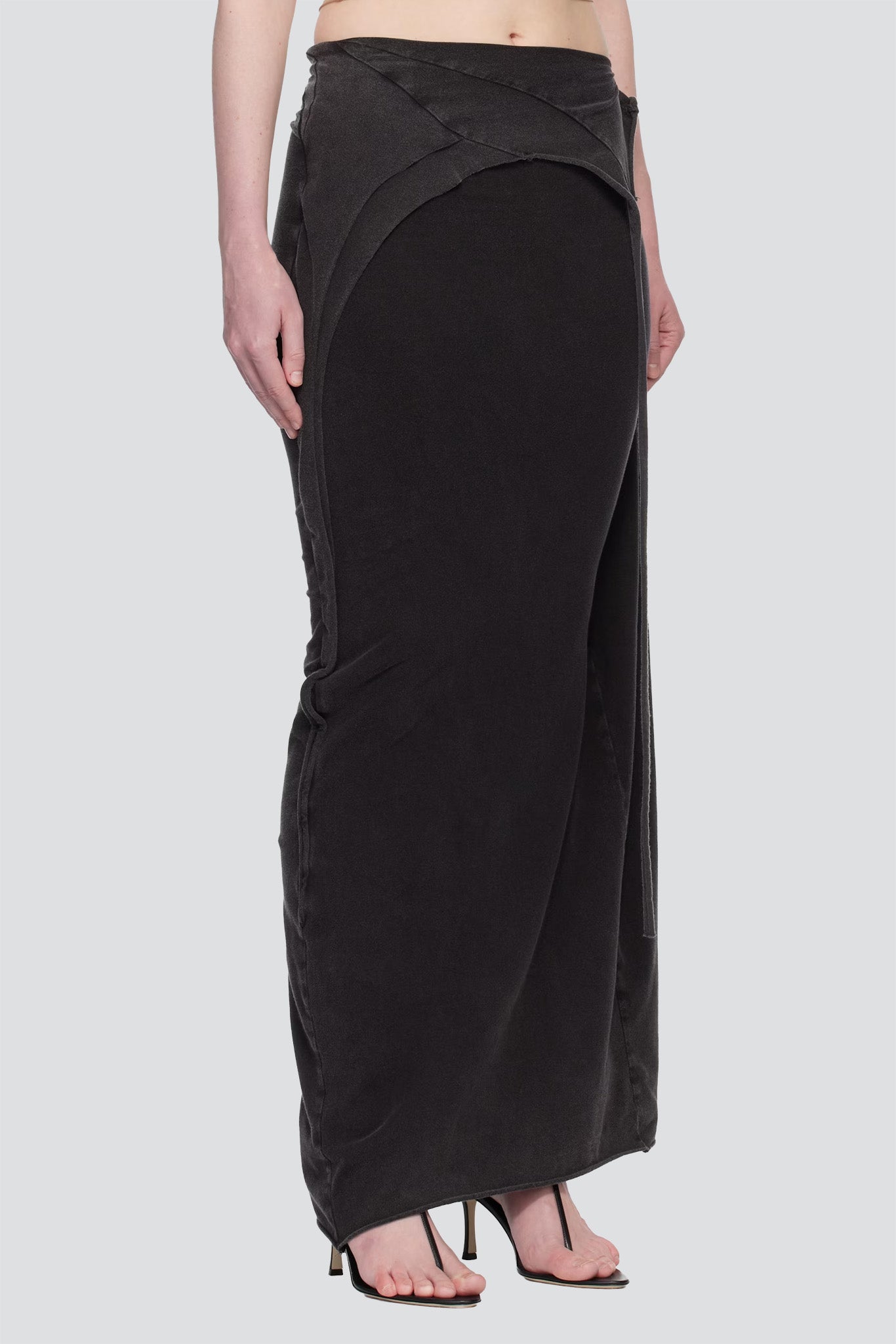 Black Wash Slitted Maxi Skirt
