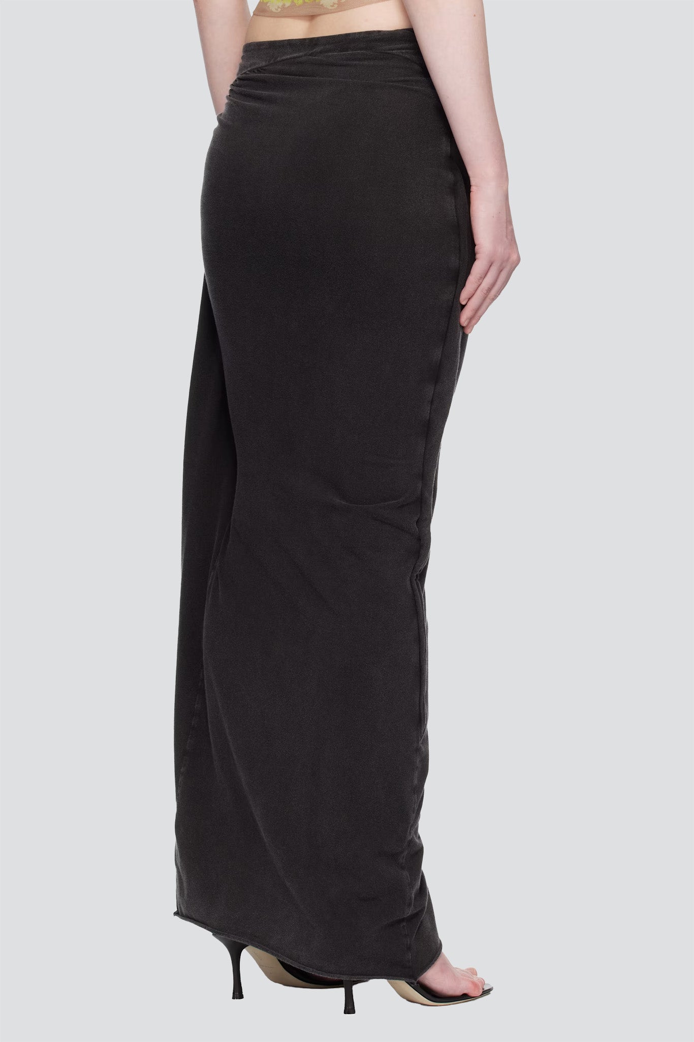 Black Wash Slitted Maxi Skirt