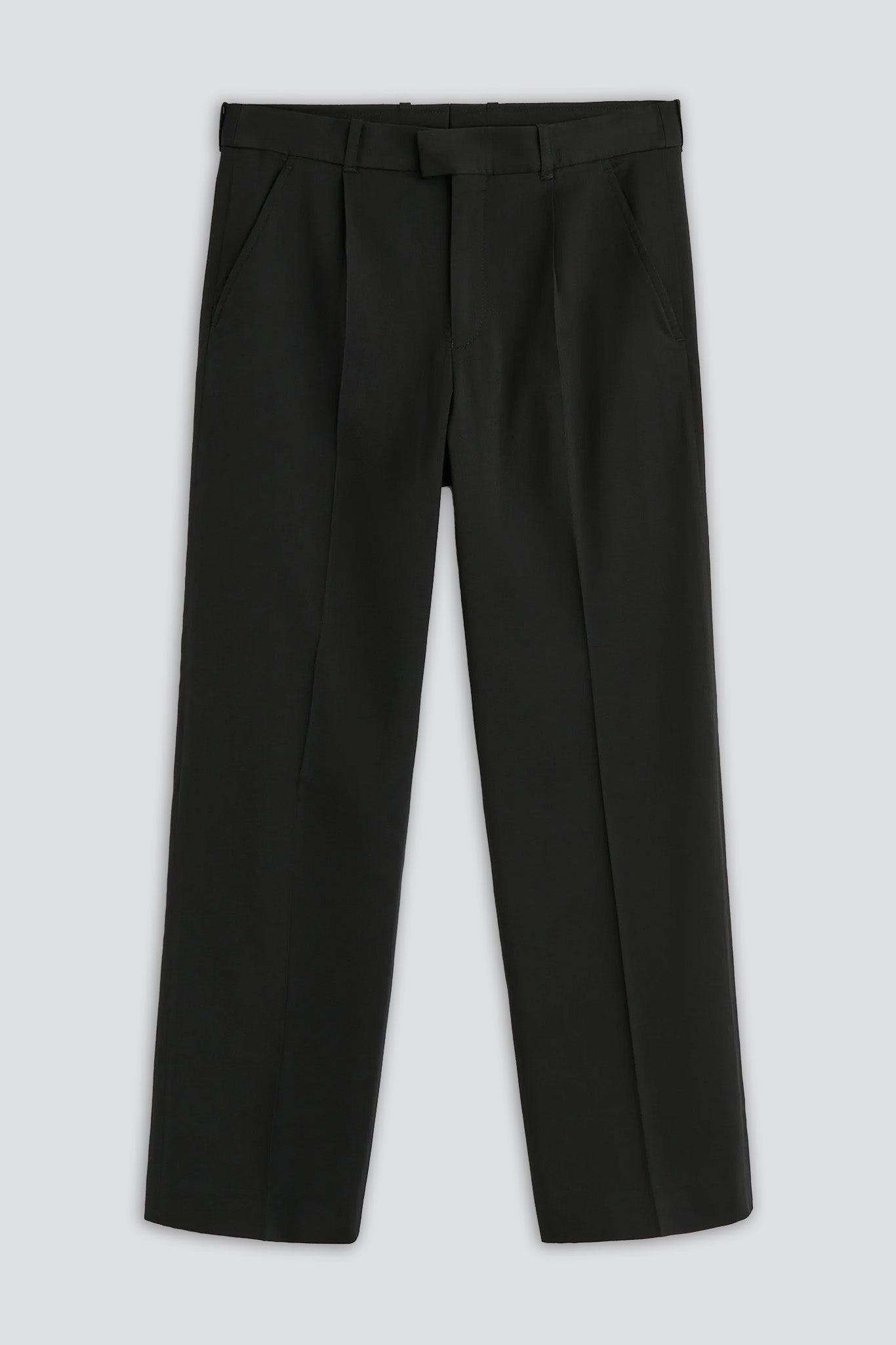 Black Worsted Wool Slack Trouser