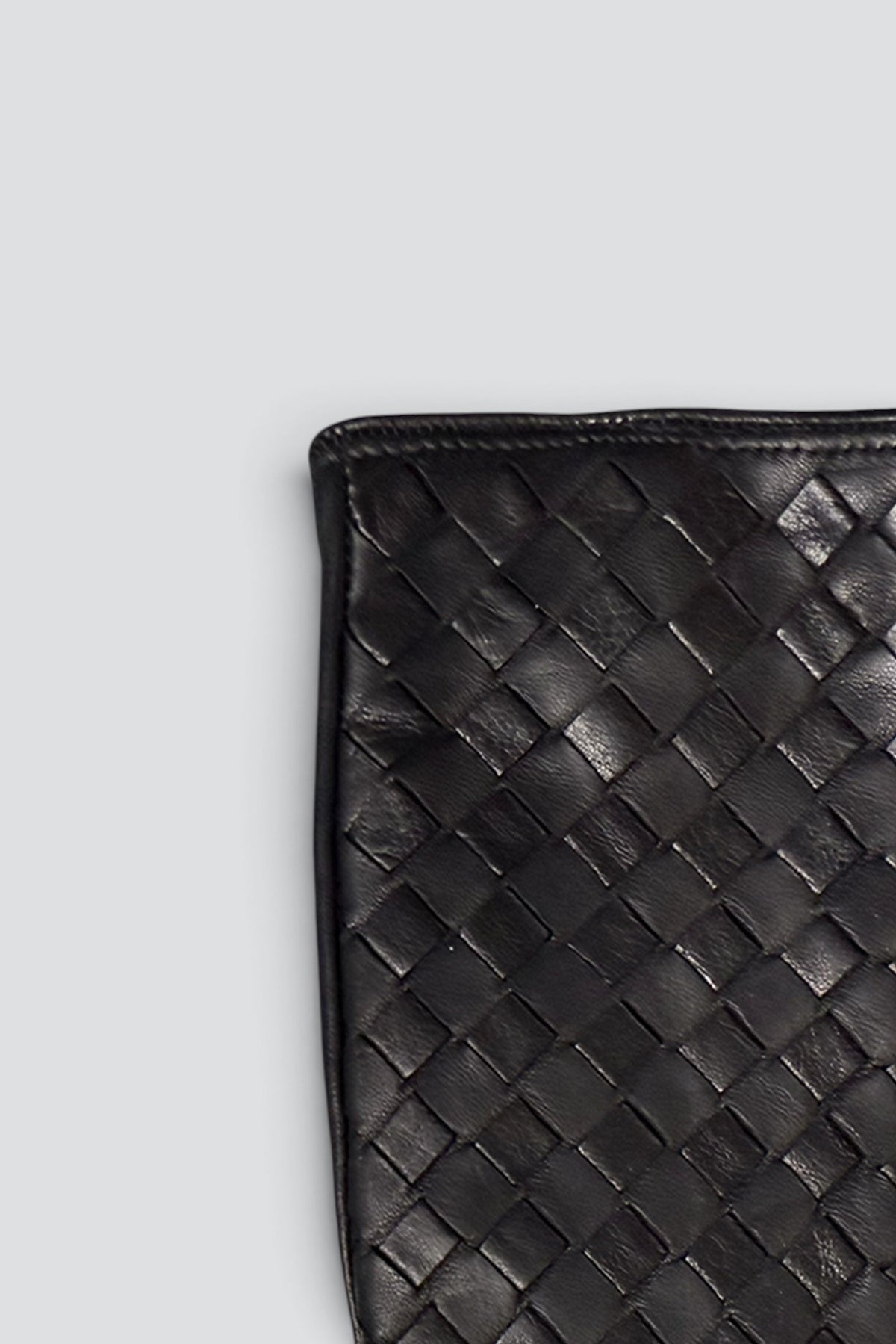 Black Woven Leather Slim Glove