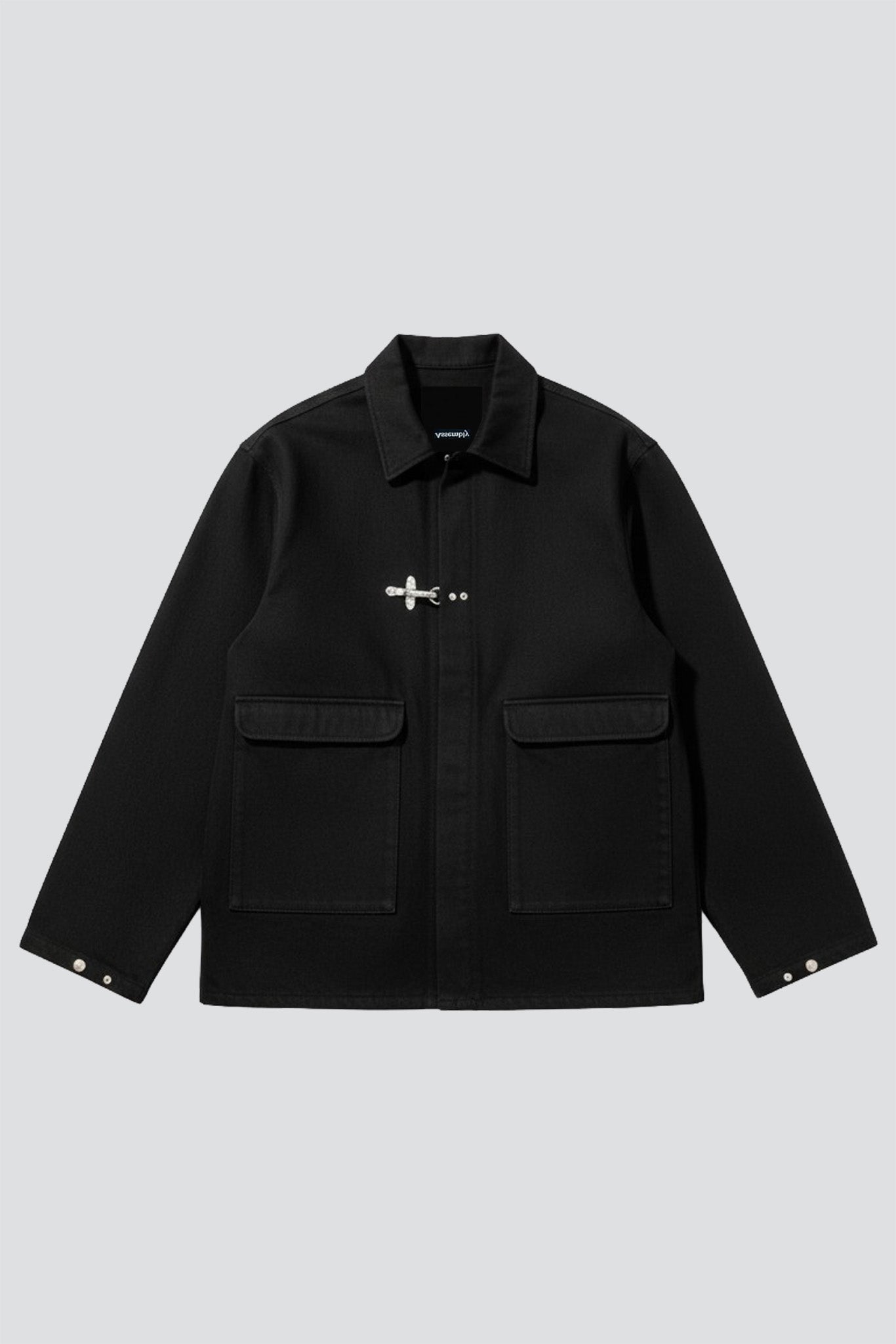 Black Denim Fireman Utility Jacket