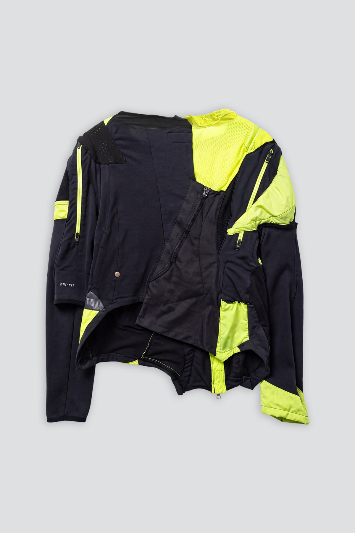 Black/Green Draped Windjacket Top Slim