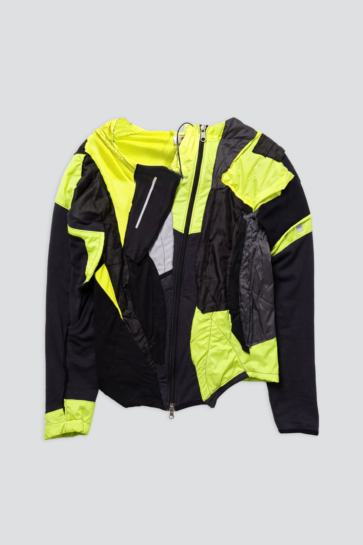 Black/Green Draped Windjacket Top Slim
