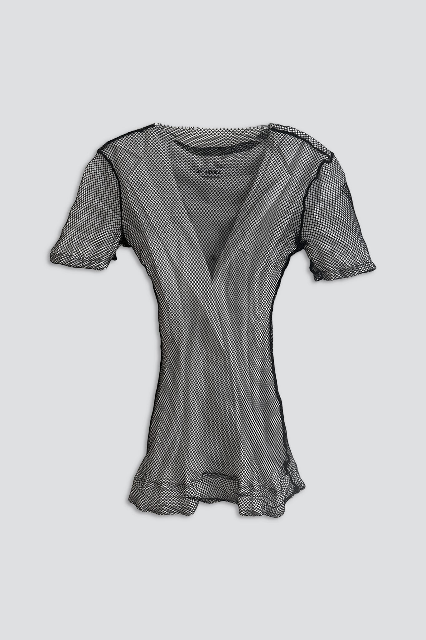Black/White Fishnet Overlay Shirt