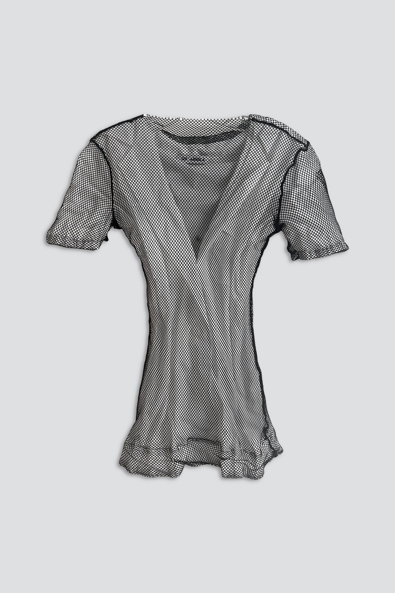 Black/White Fishnet Overlay Shirt