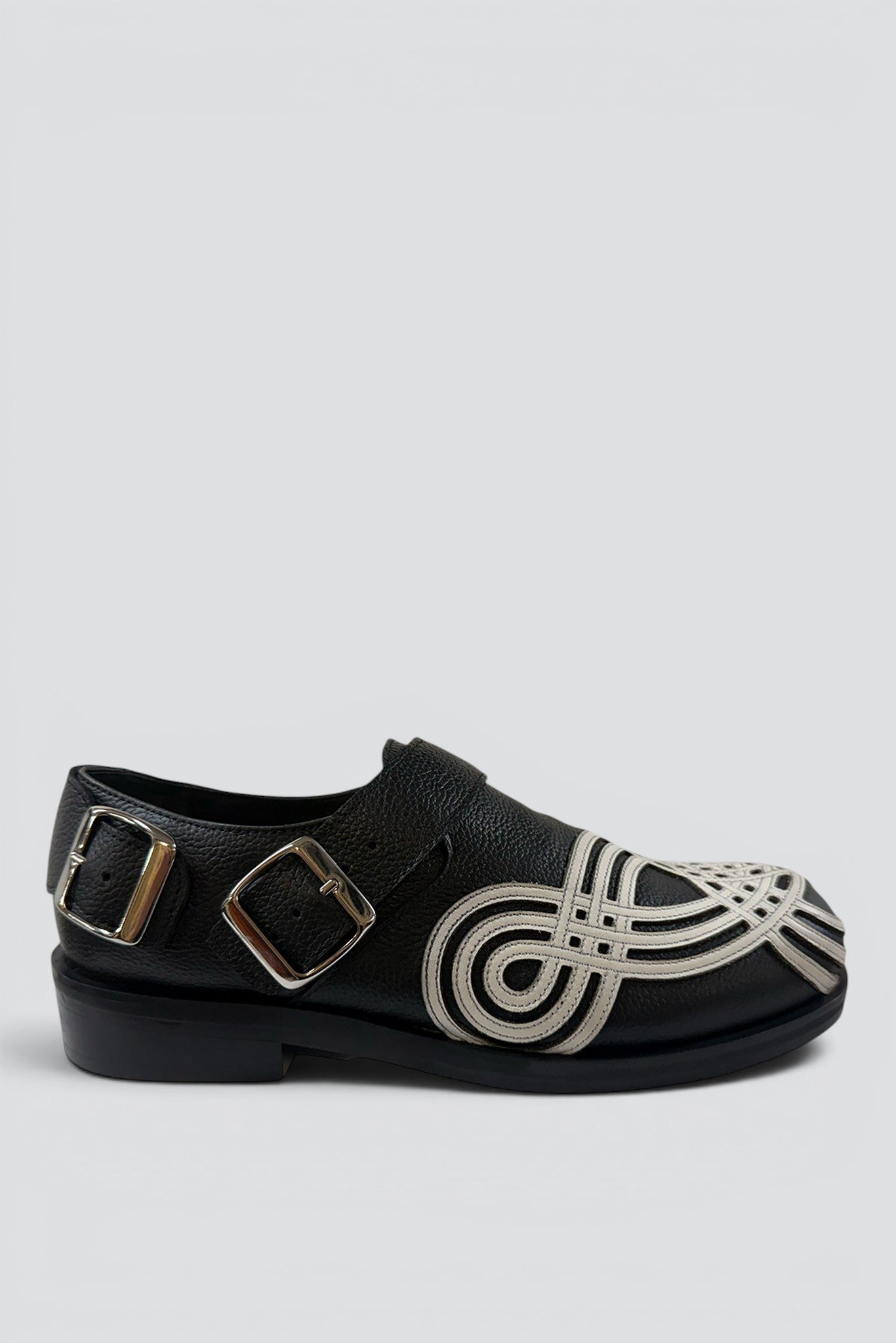 Black/White Leather Braided Biker Derby