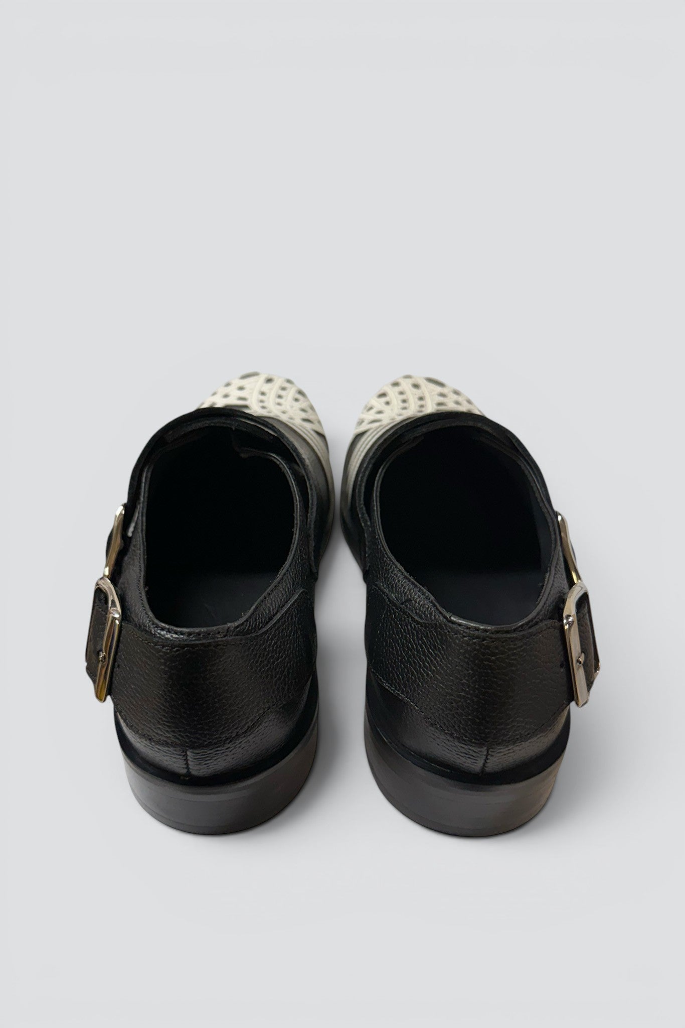 Black/White Leather Braided Biker Derby