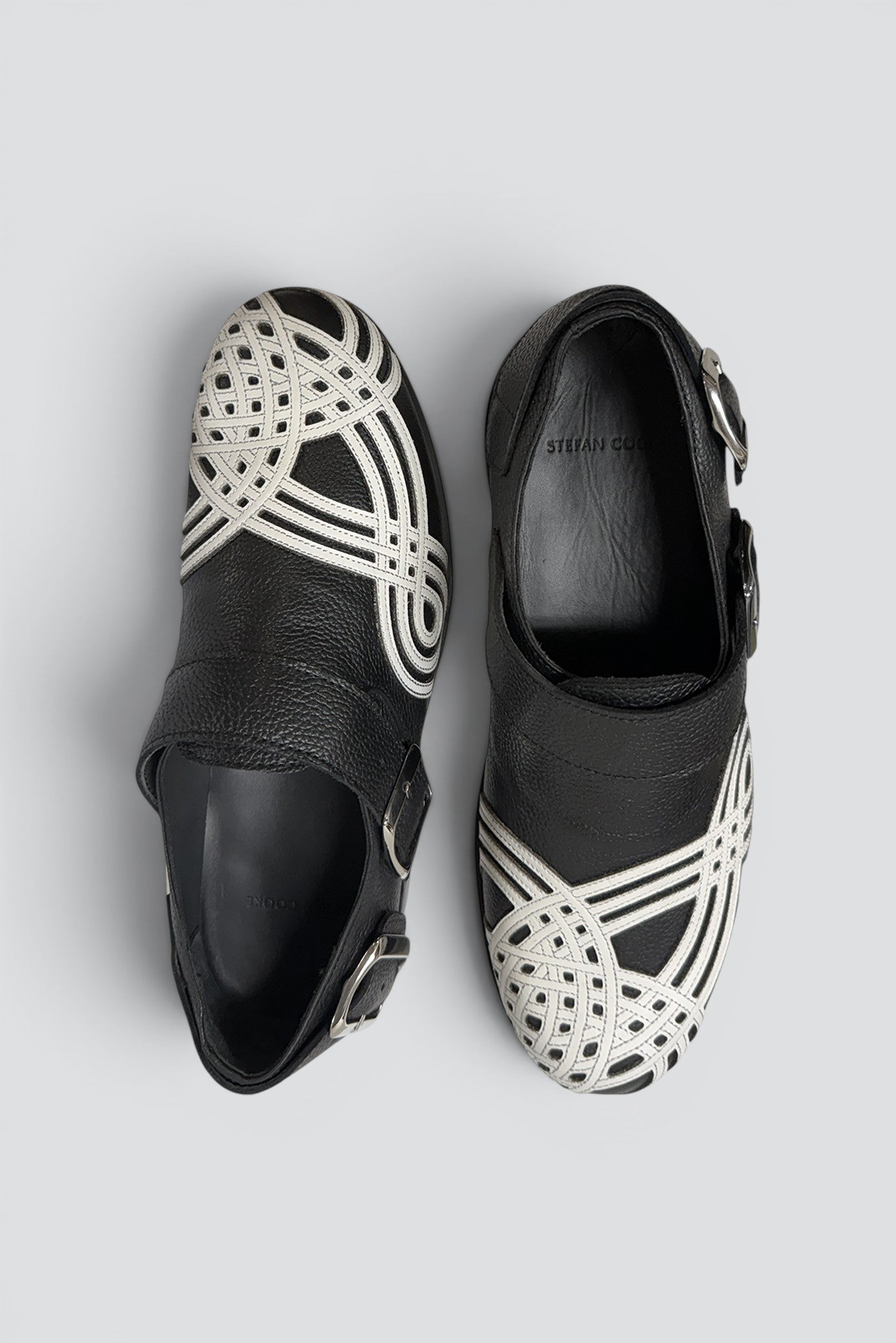Black/White Leather Braided Biker Derby