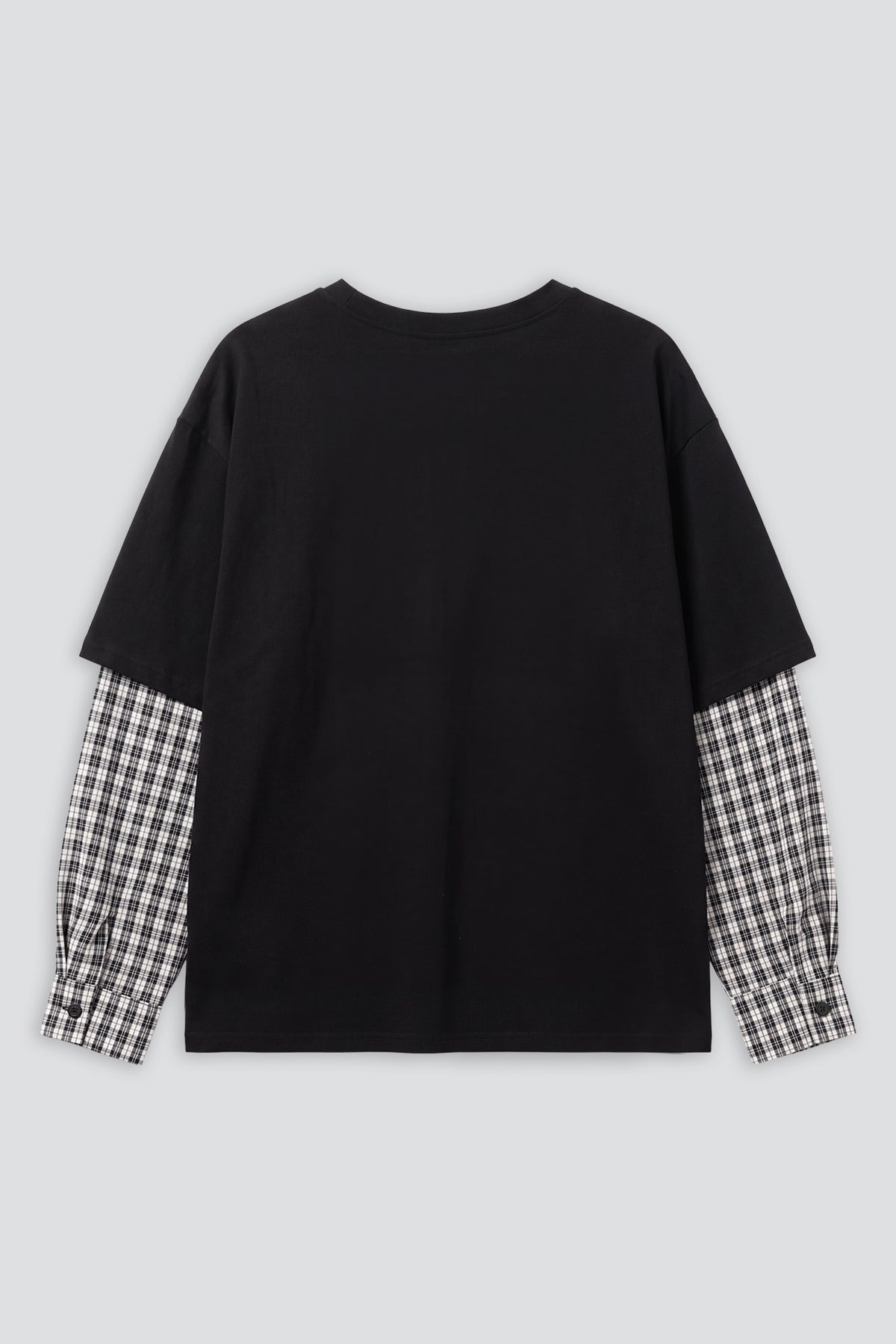 Black/White Plaid Combo Long Sleeve Shirt