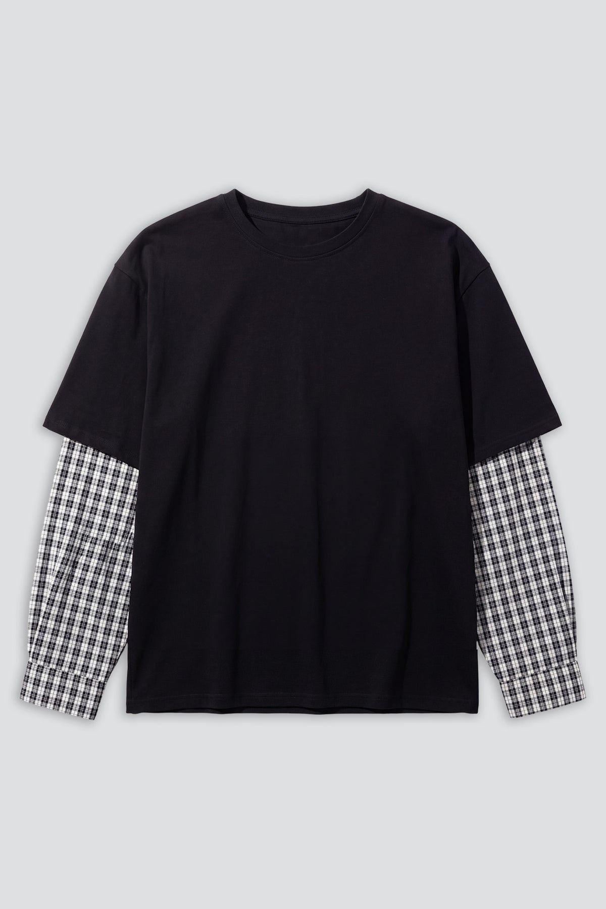 Black/White Plaid Combo Long Sleeve Shirt