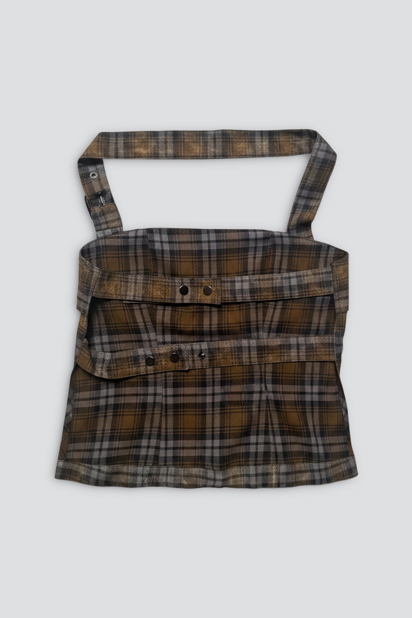 Bleach Plaid Strap Halter Top