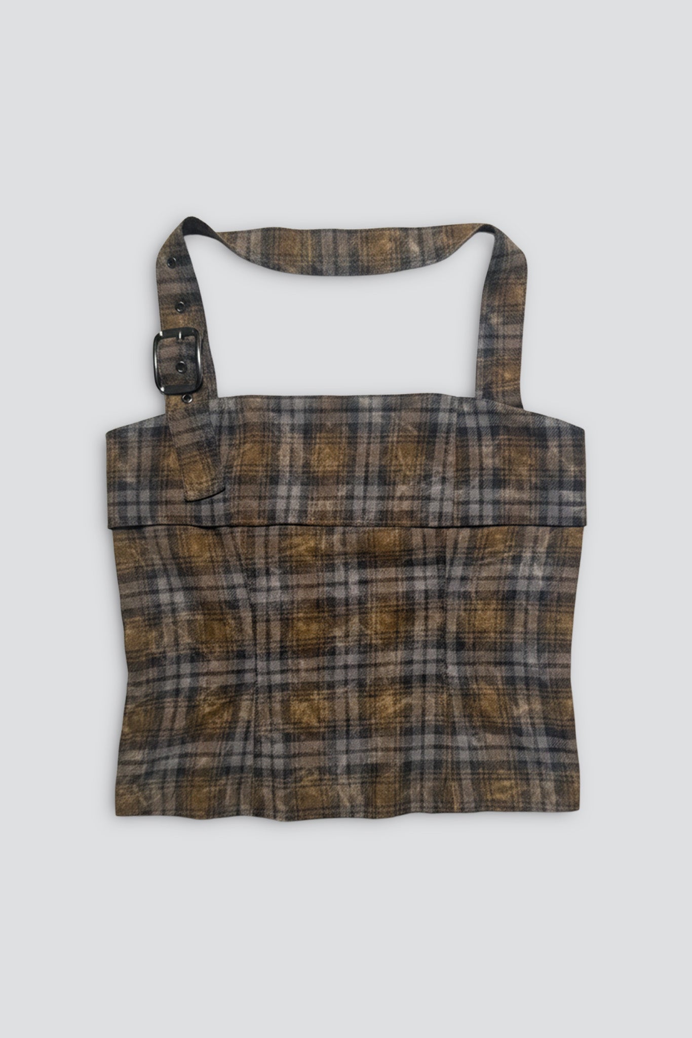 Bleach Plaid Strap Halter Top
