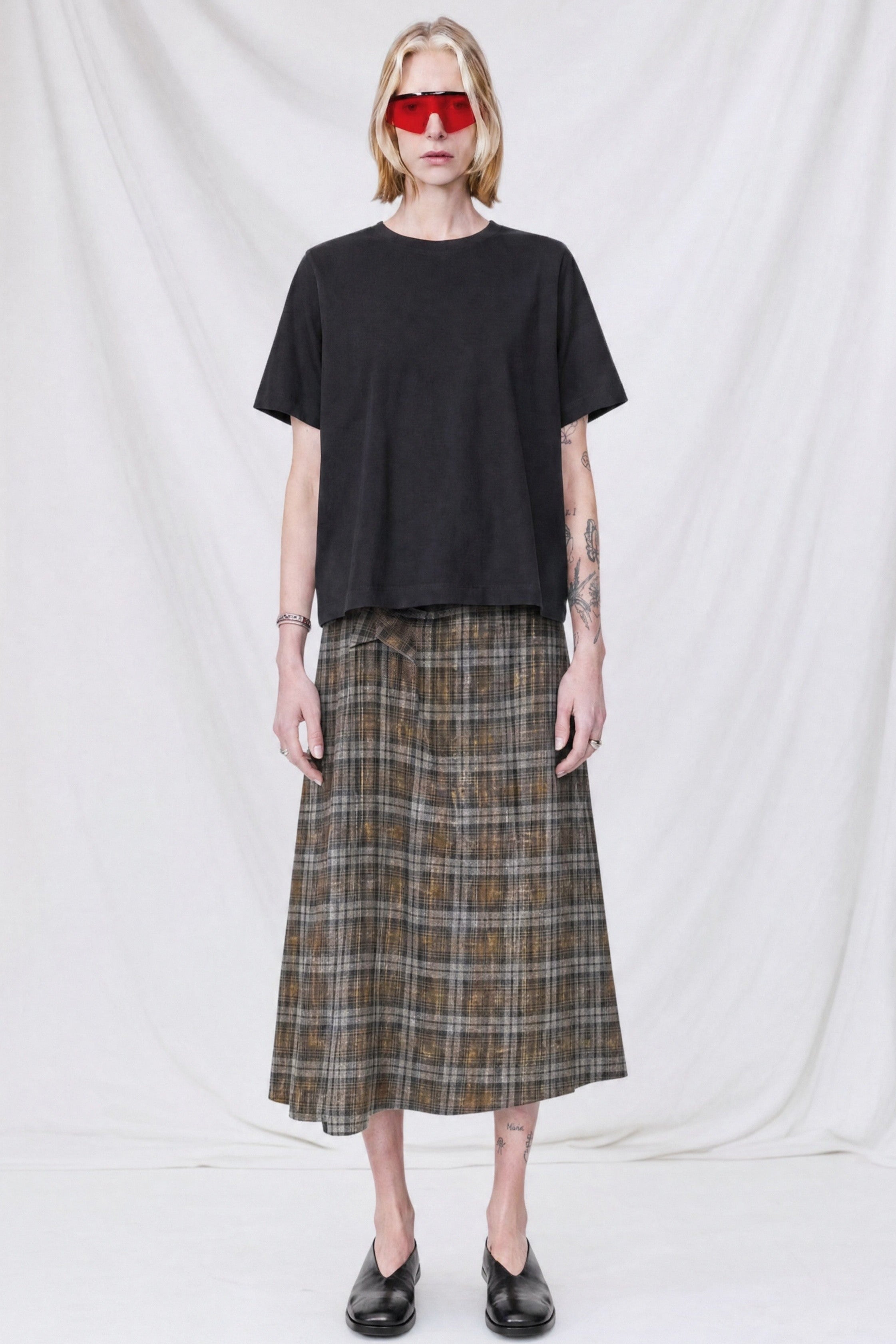 Bleach Plaid Knot Skirt