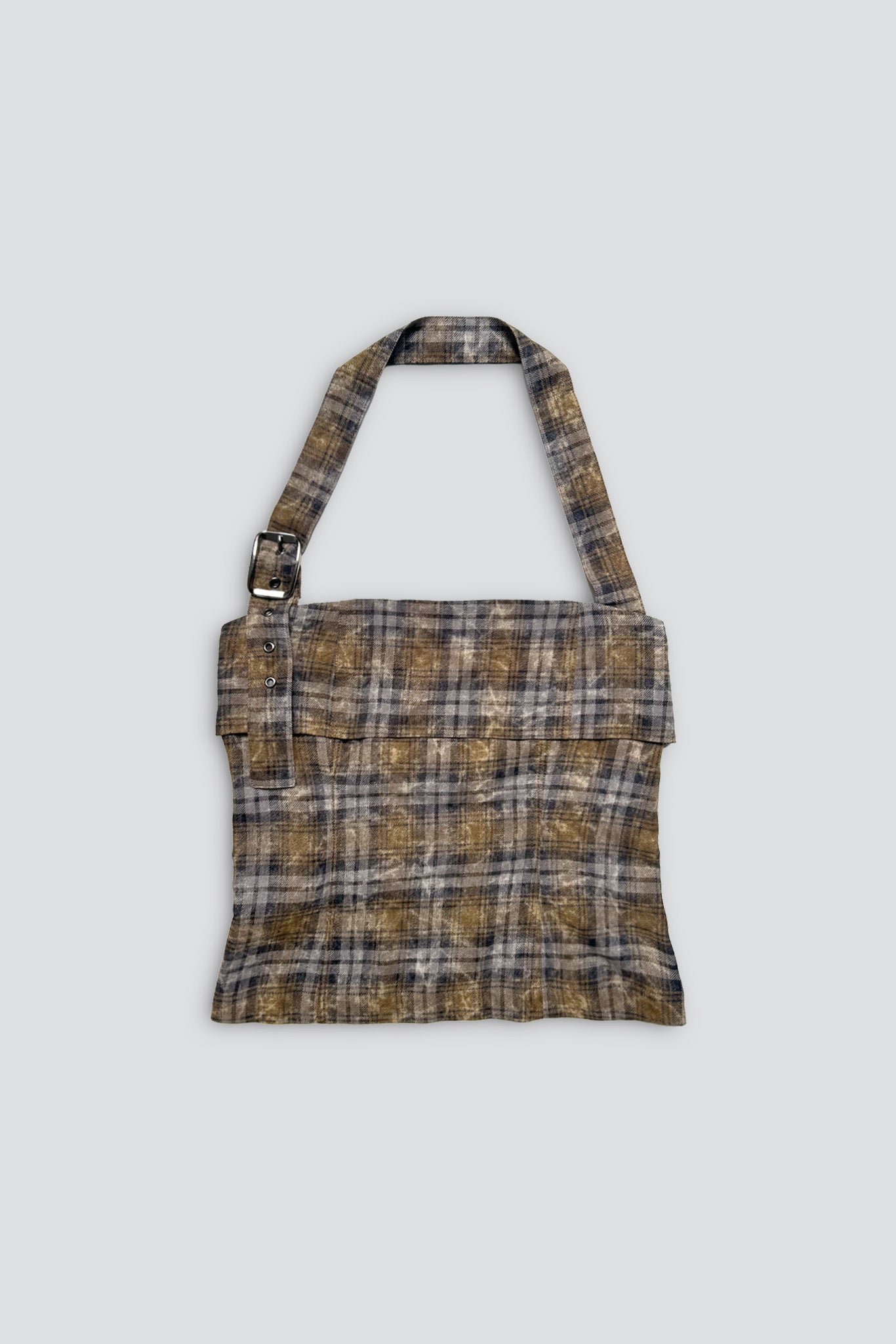Bleach Plaid Strap Halter Top