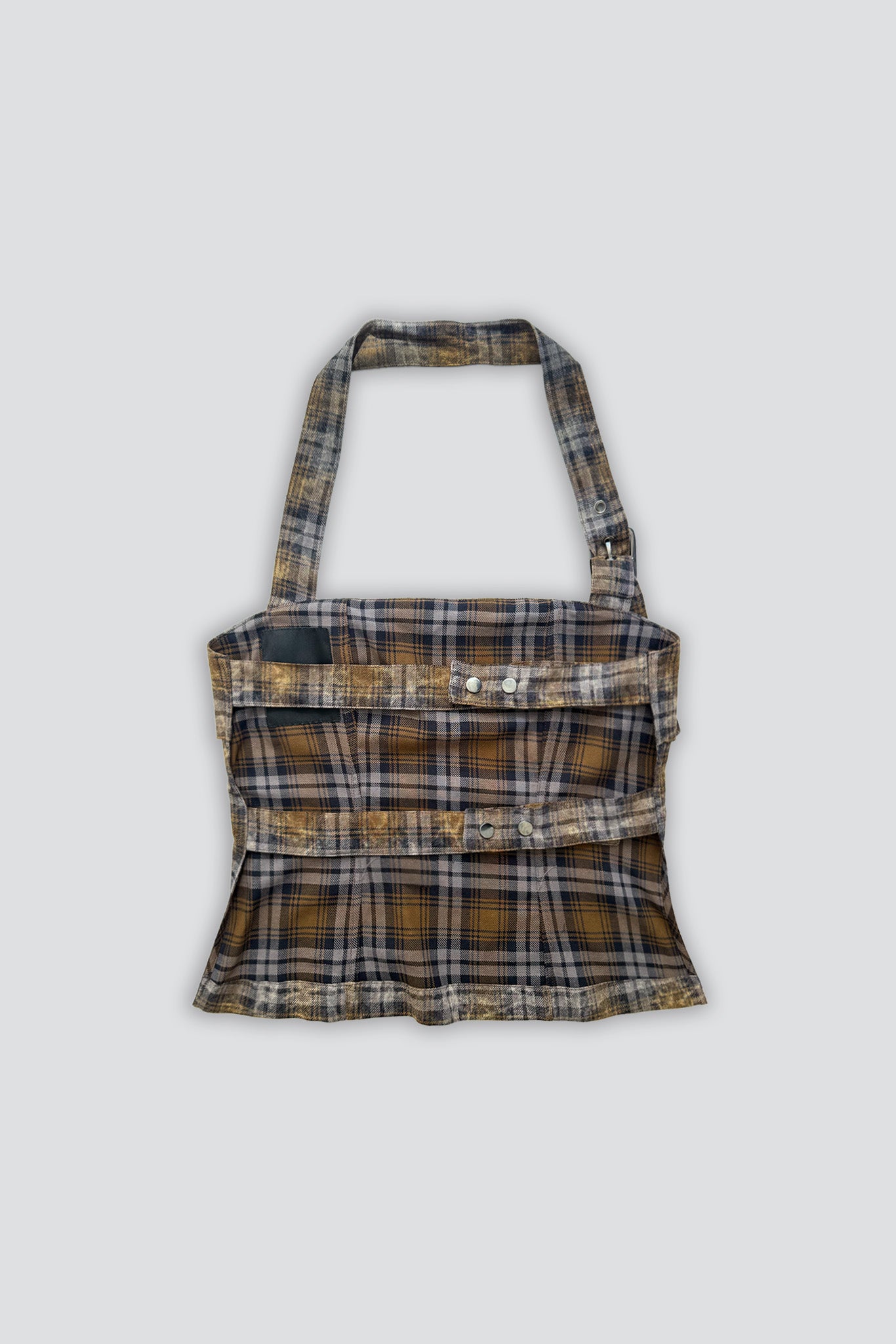Bleach Plaid Strap Halter Top