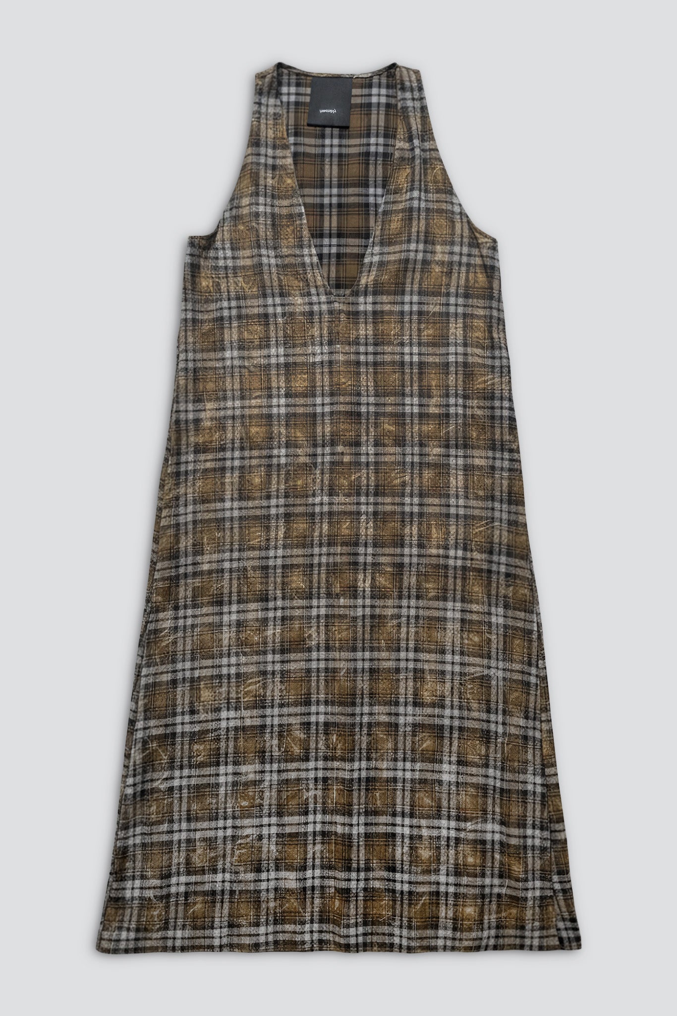 Bleach Plaid Trapeze Dress