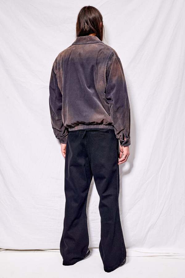 Bleached Navy Garment Wash Corduroy Bomber Jacket