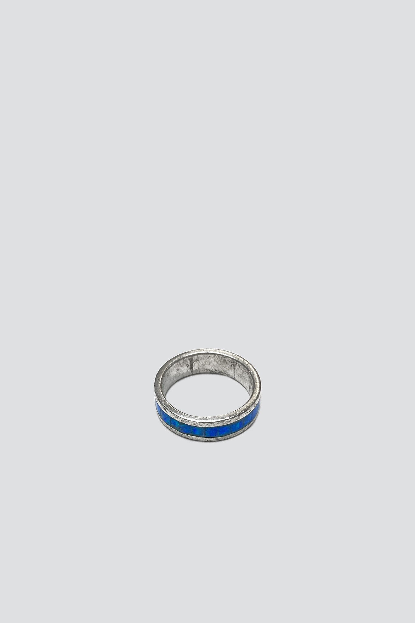 Sterling Silver Blue Fire Opal Inlay Ring