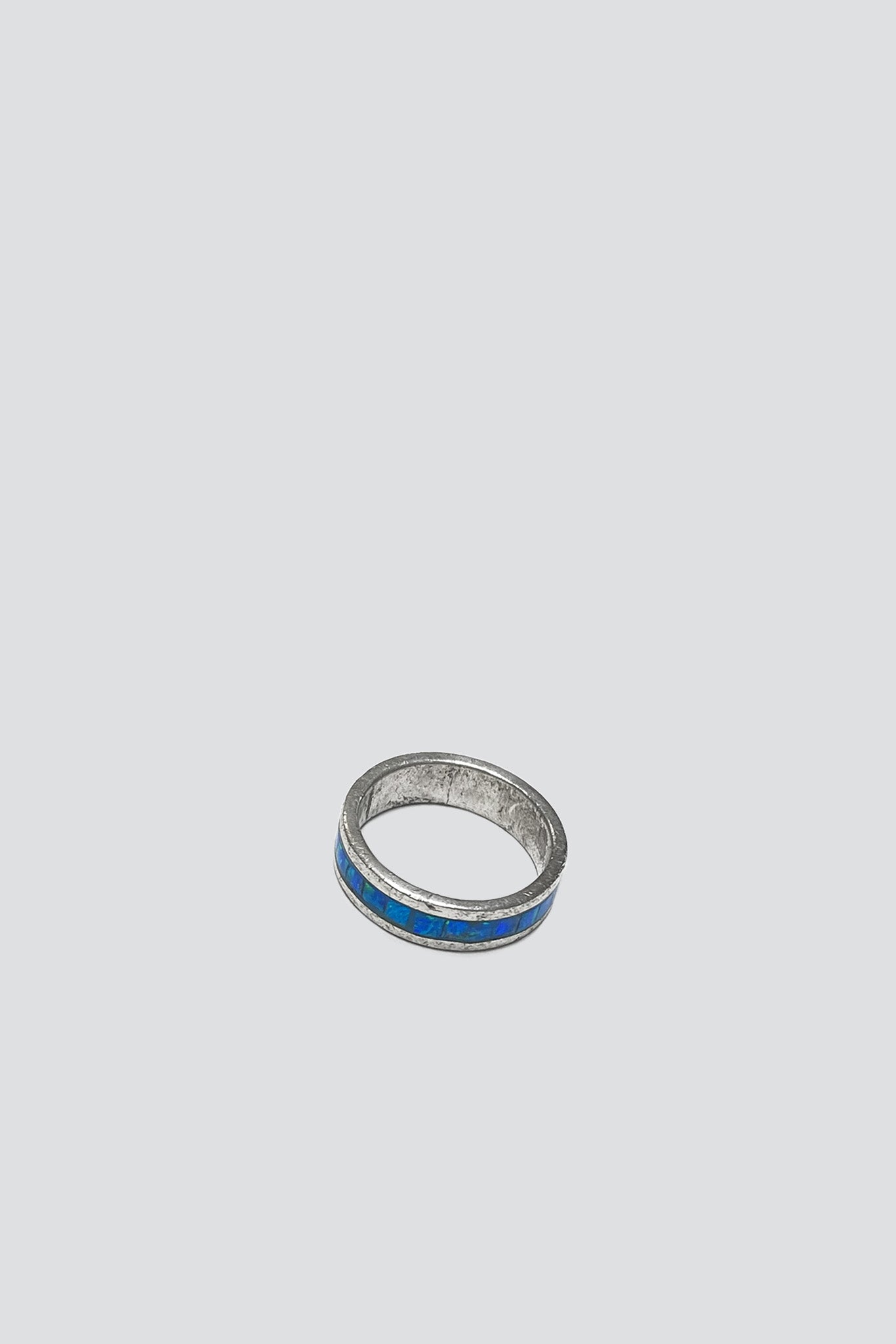 Sterling Silver Blue Fire Opal Inlay Ring