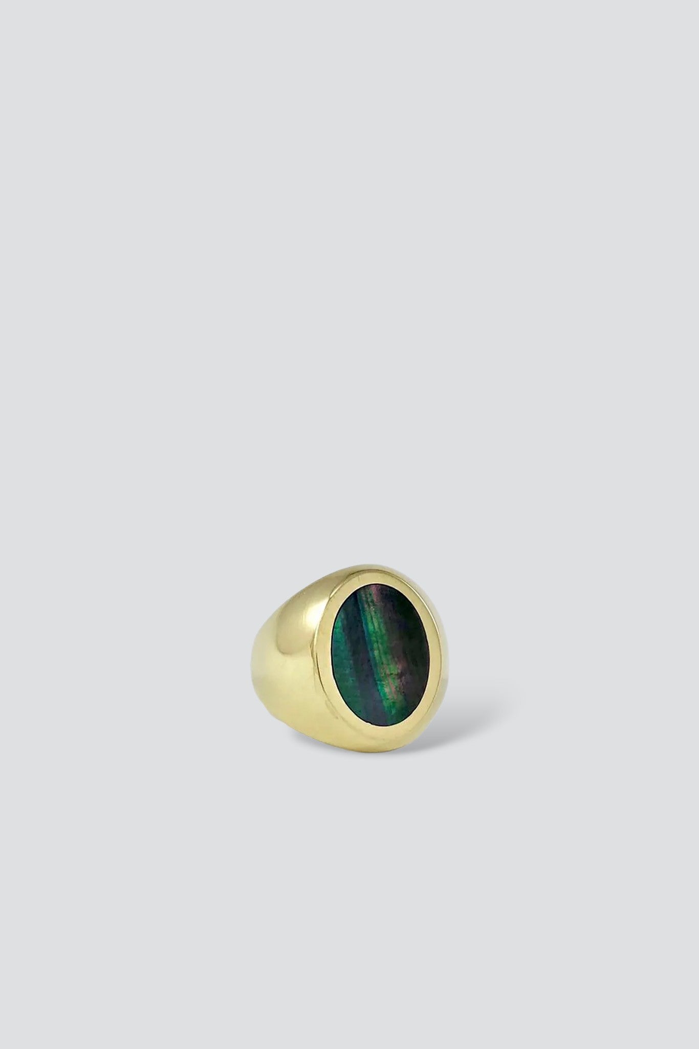 Brass Black Mother of Pearl Oval Signet Ring - Legier – Assembly