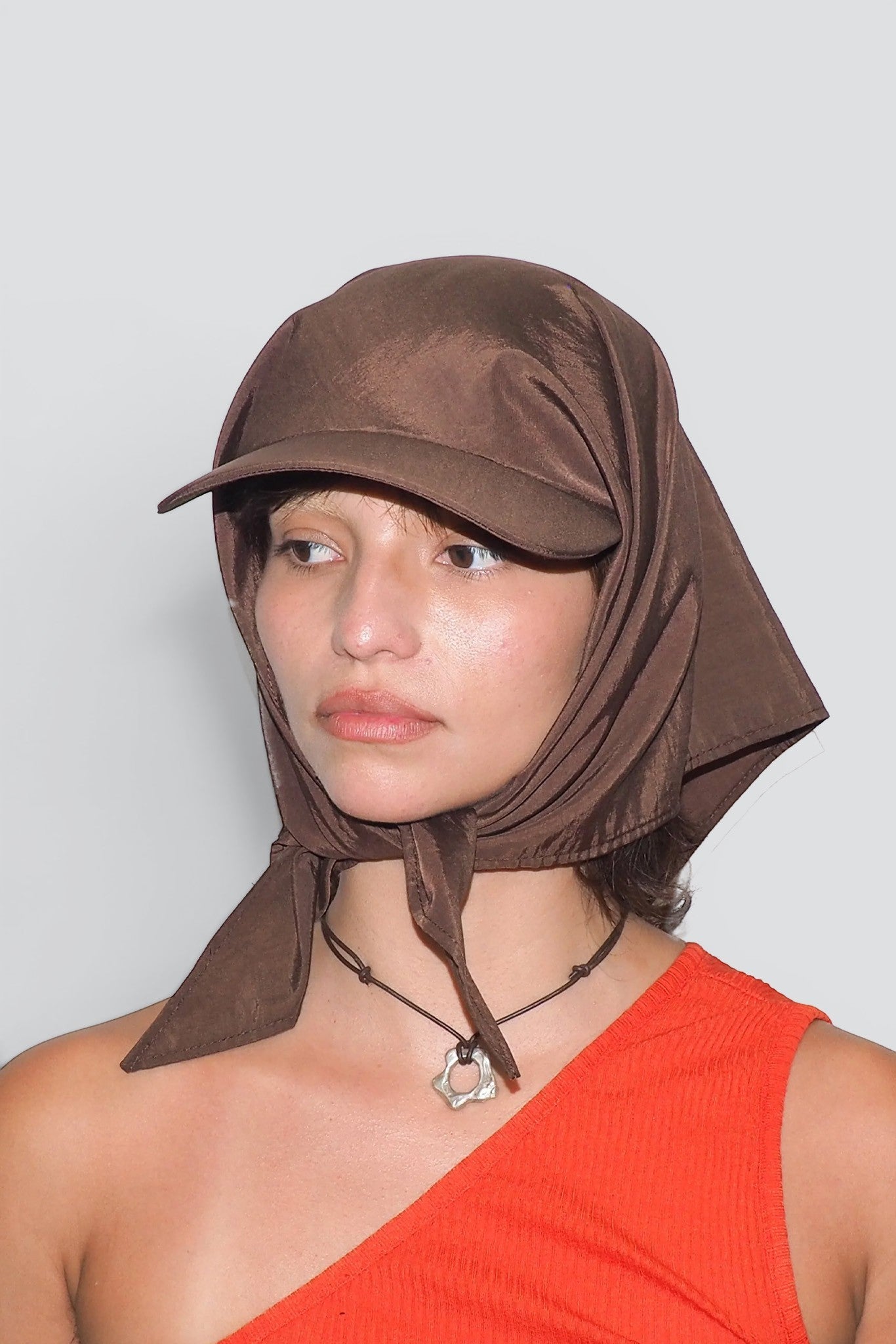 Brown Swim Brimmed Scarf