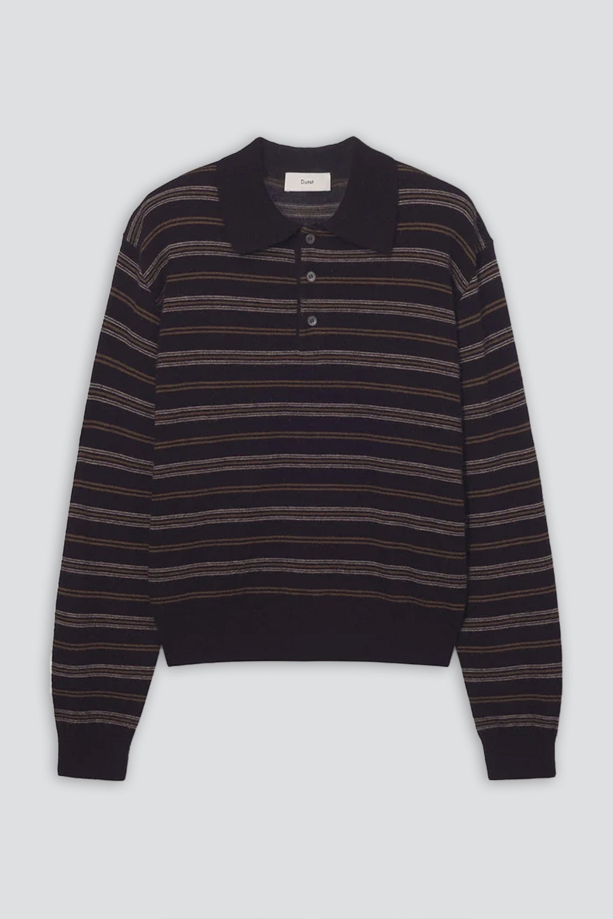 Brown Check Unisex Collared Striped Sweater
