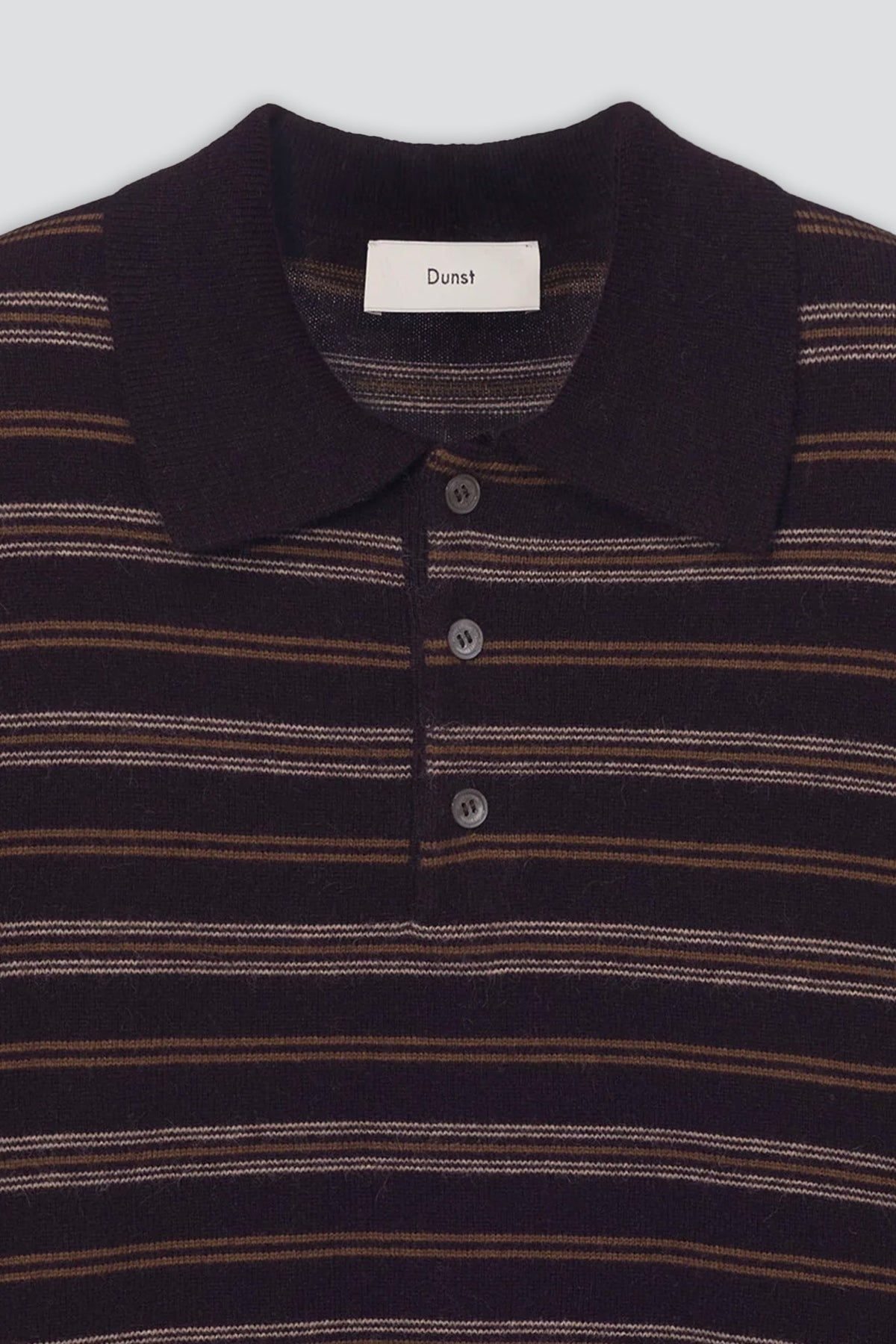 Brown Check Unisex Collared Striped Sweater