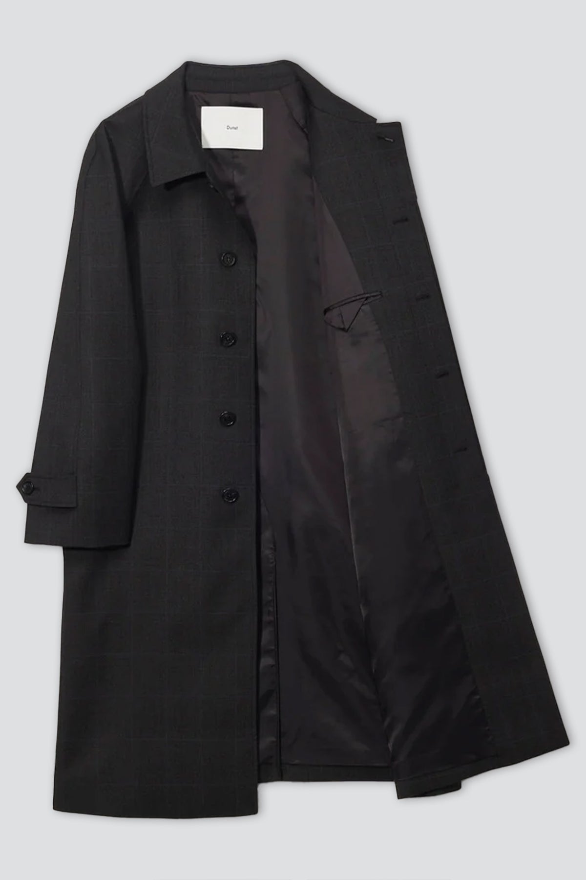 Brown Check Unisex H-Line Wool Mac Coat