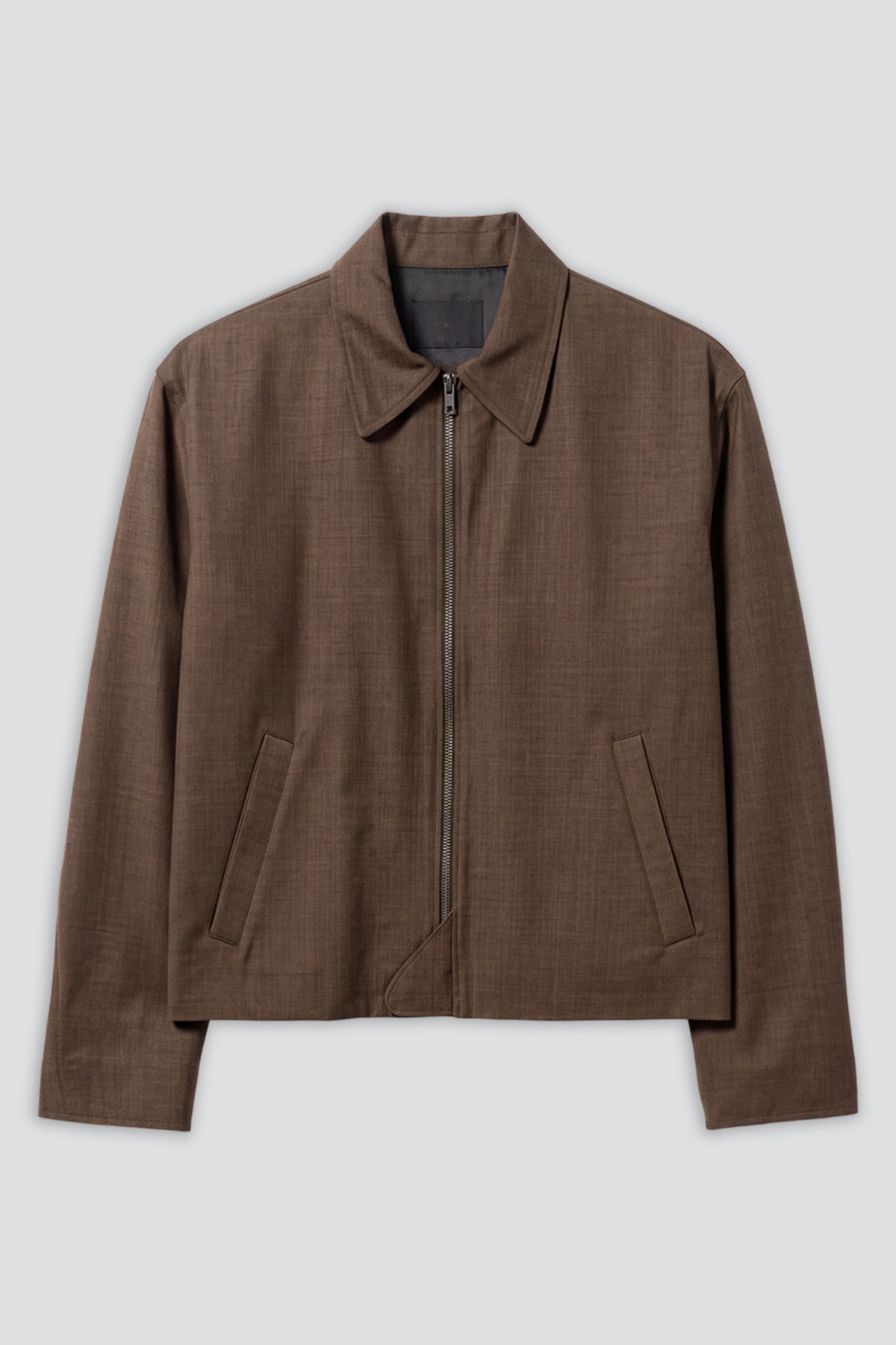 Brown Melange Pocket Zip Jacket