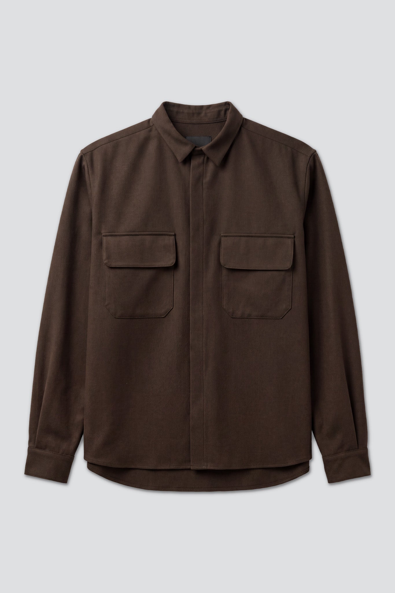 Brown Melange Zip Poet Shirt