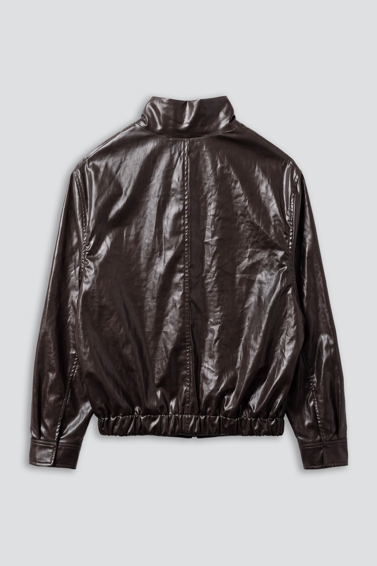 Brown Synthetic Mockneck Jacket
