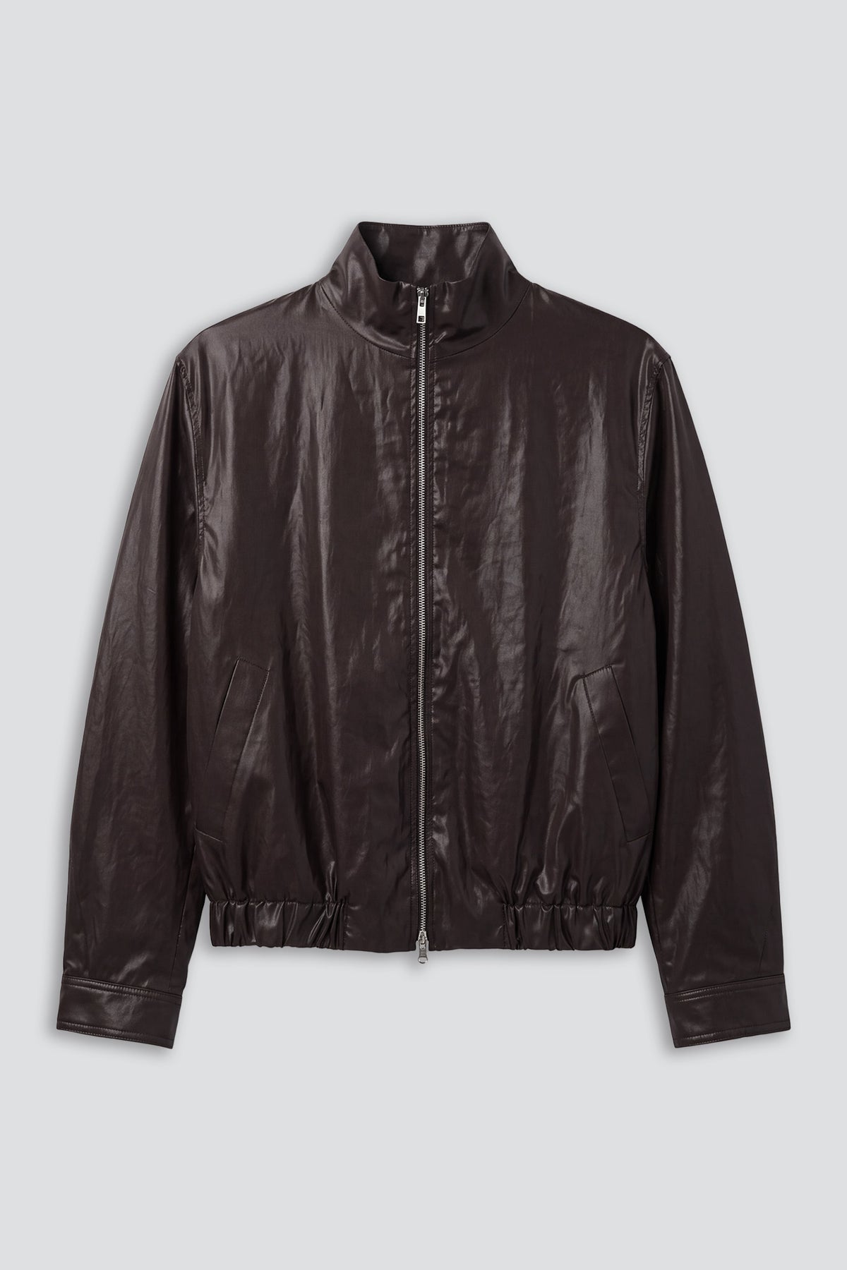 Brown Synthetic Mockneck Jacket