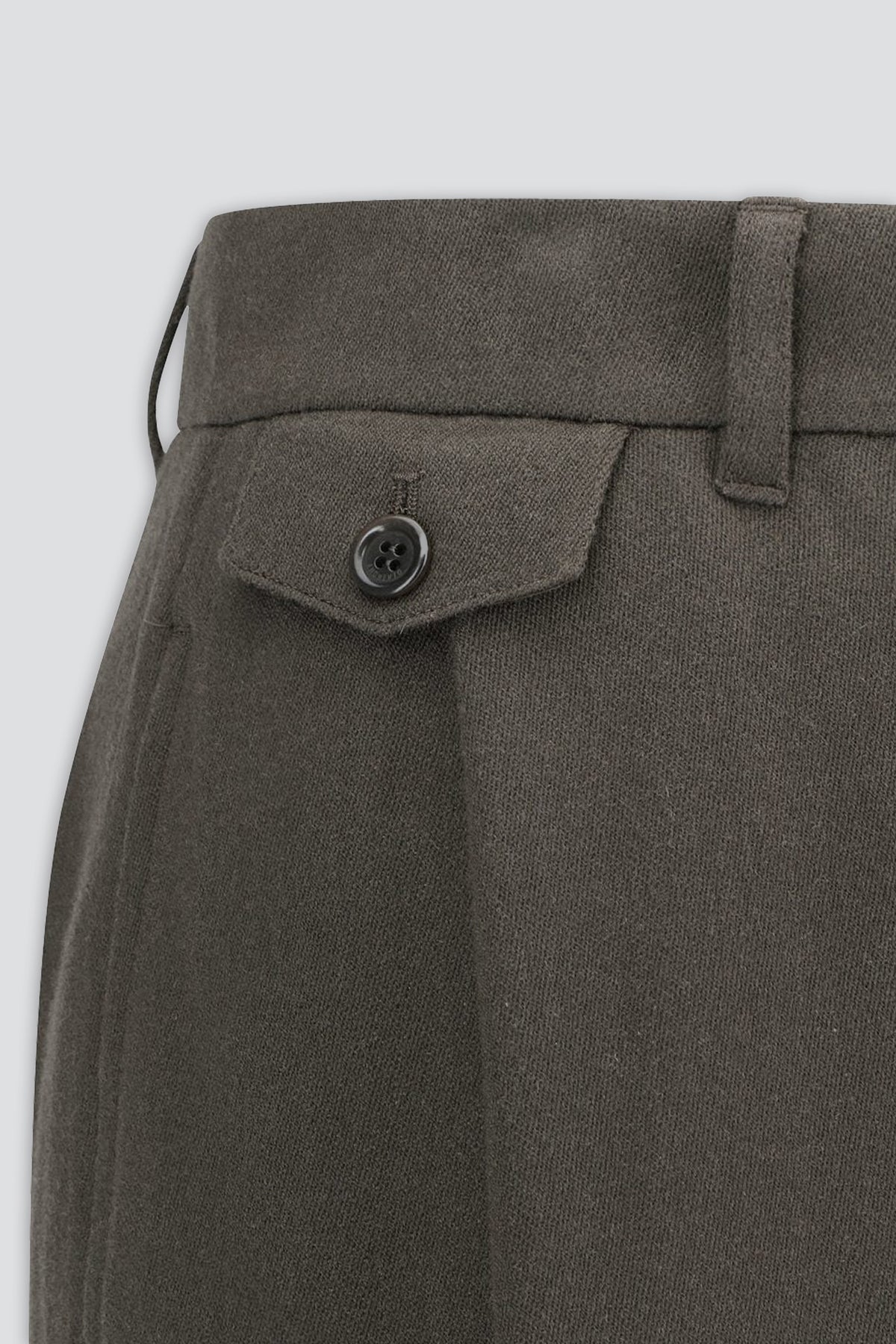Brown Tapered Wool Pants