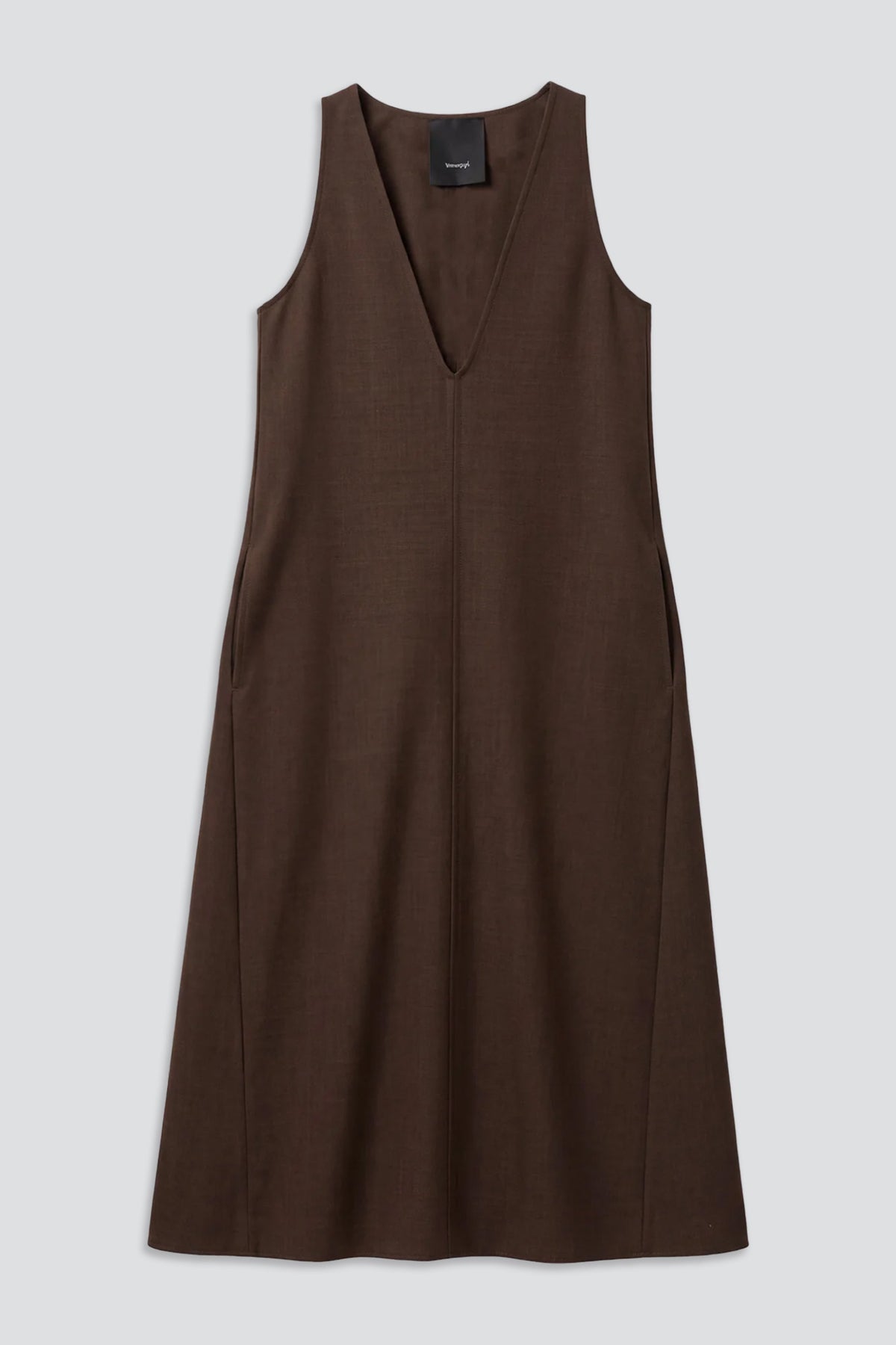 Brown Melange Suiting Trapeze Dress