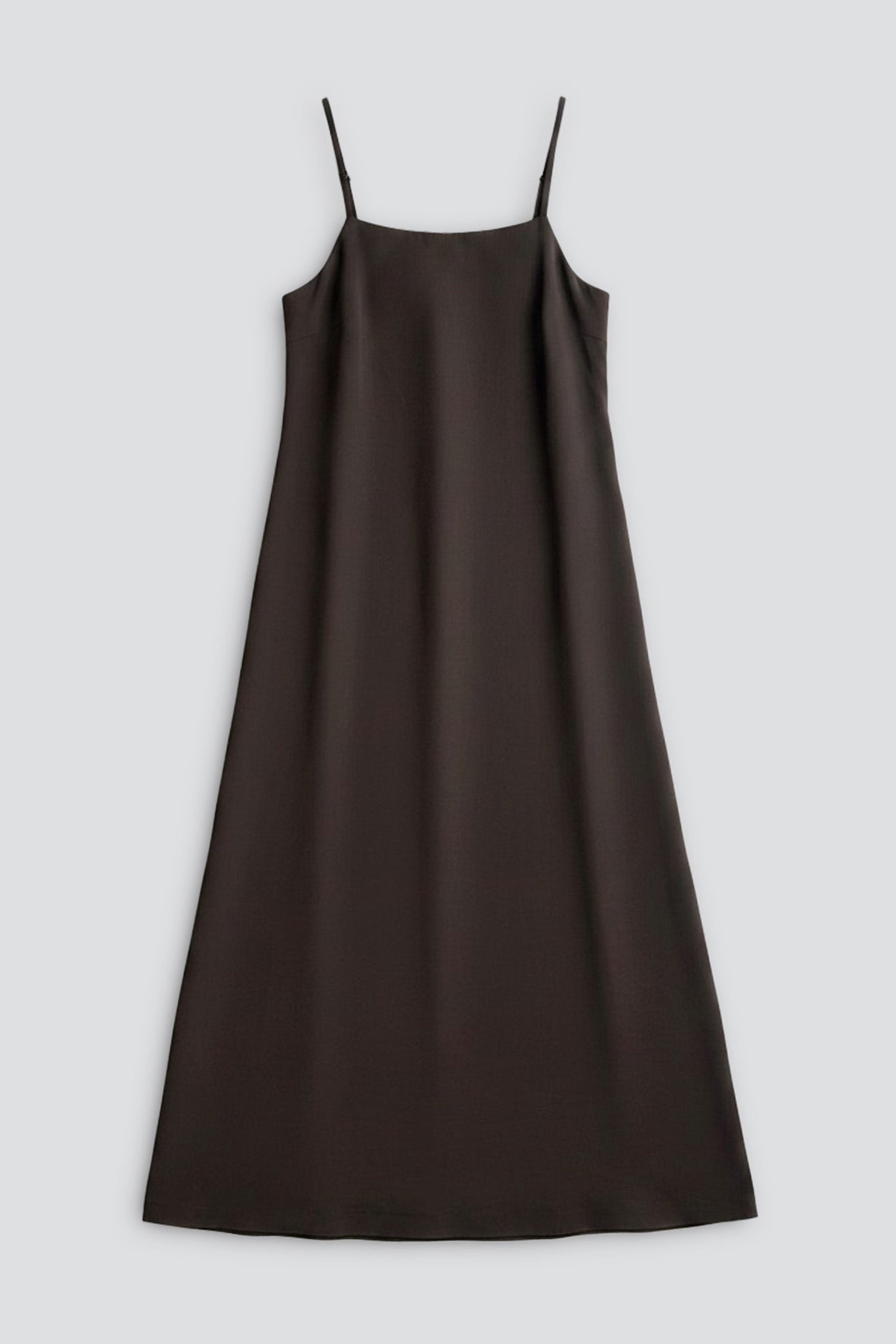 Brown Viscose Twill Long Dress