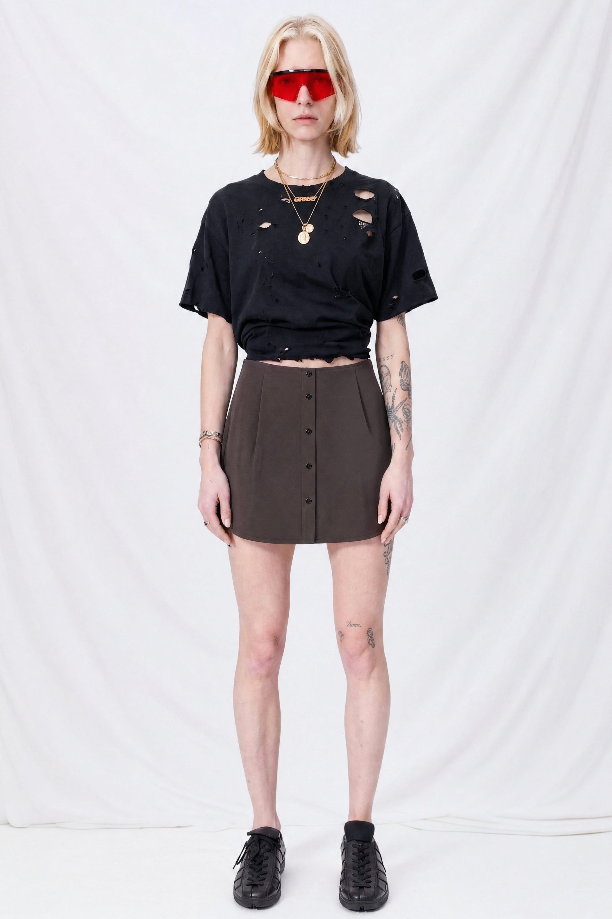 Brown Viscose Tail Skirt