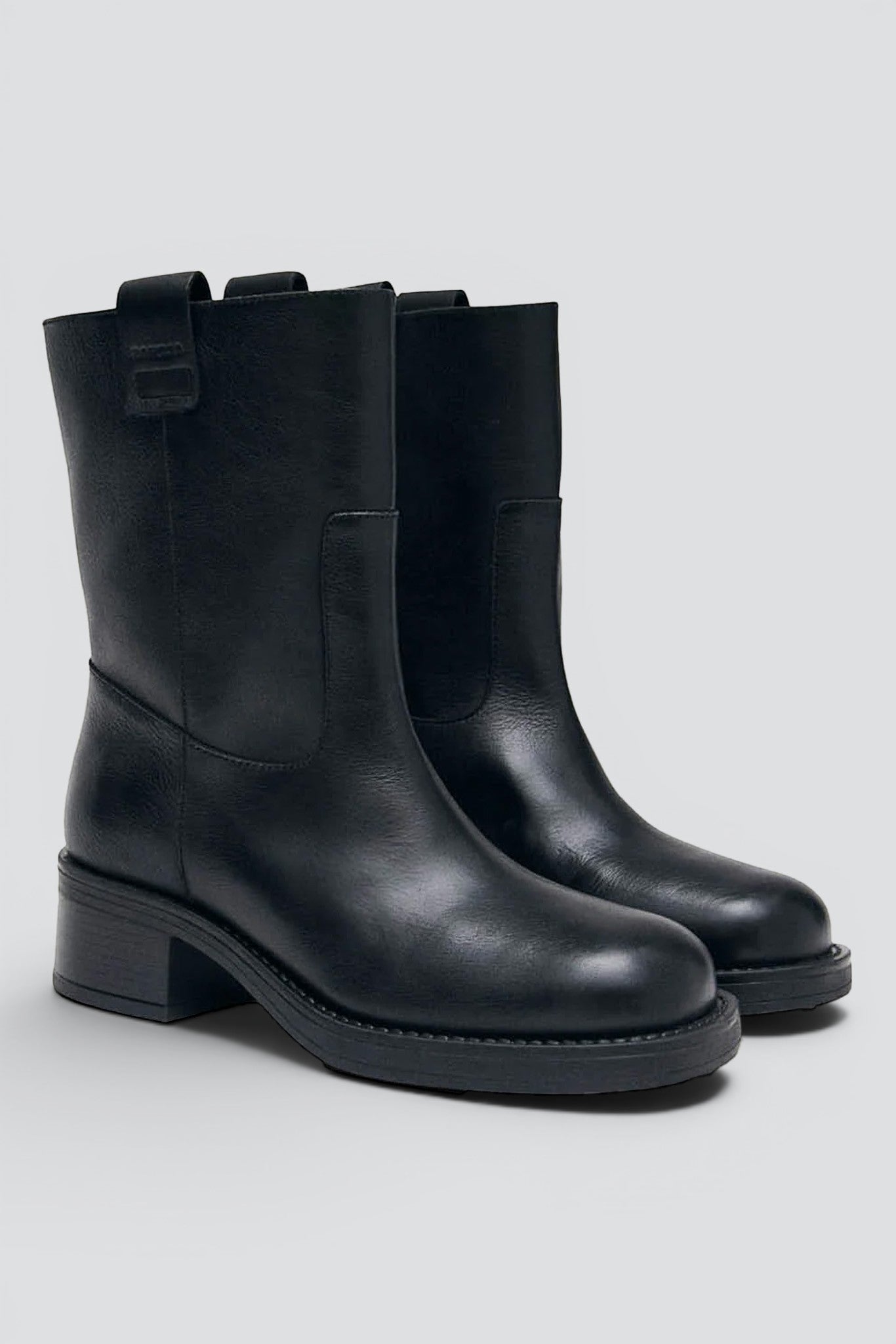 Brushed Black Leather Rajan Boots