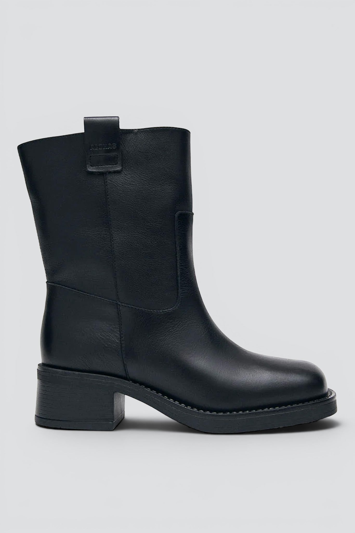 Brushed Black Leather Rajan Boots