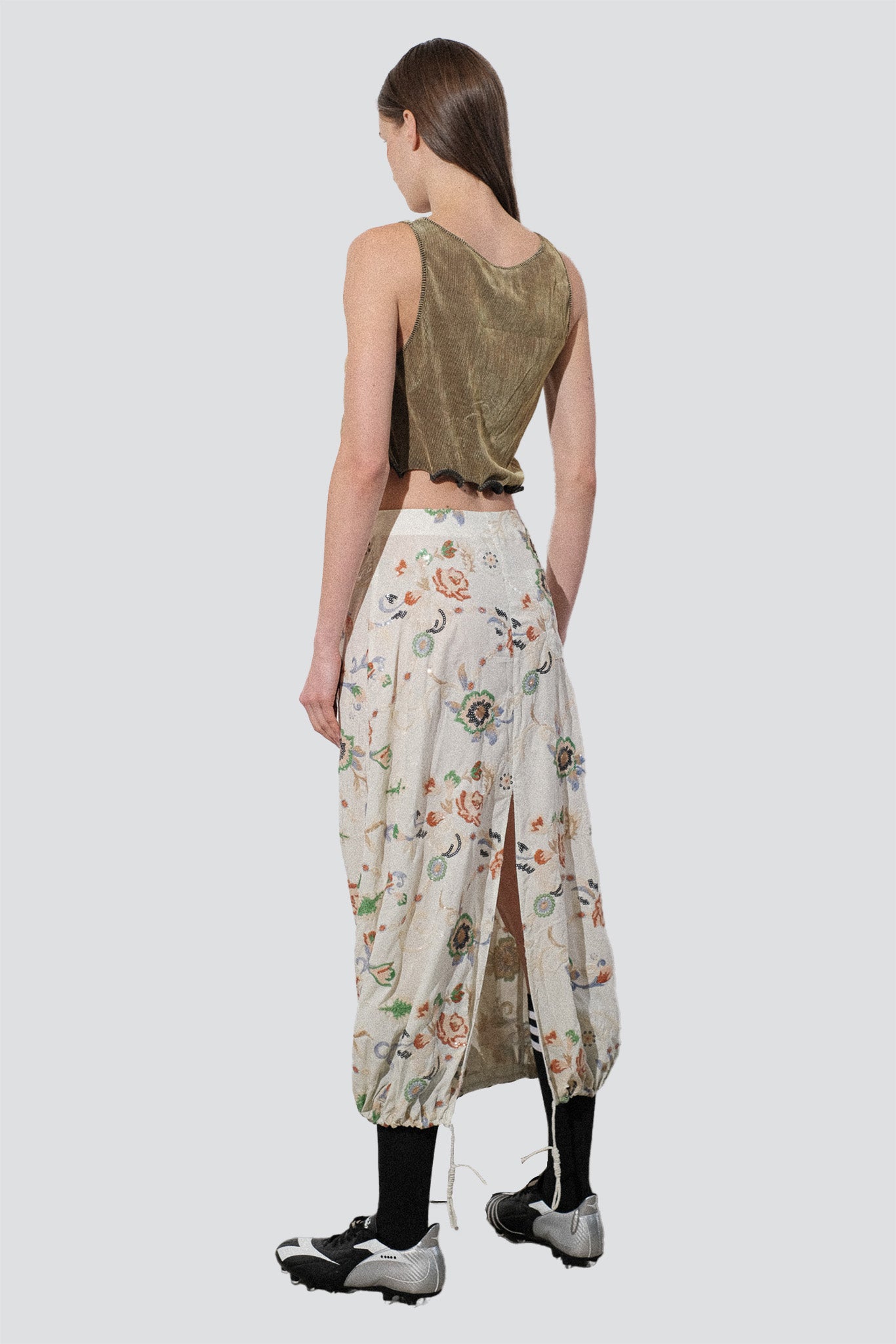 Olive Coleman Skin Jersey Ruffle Hem Top