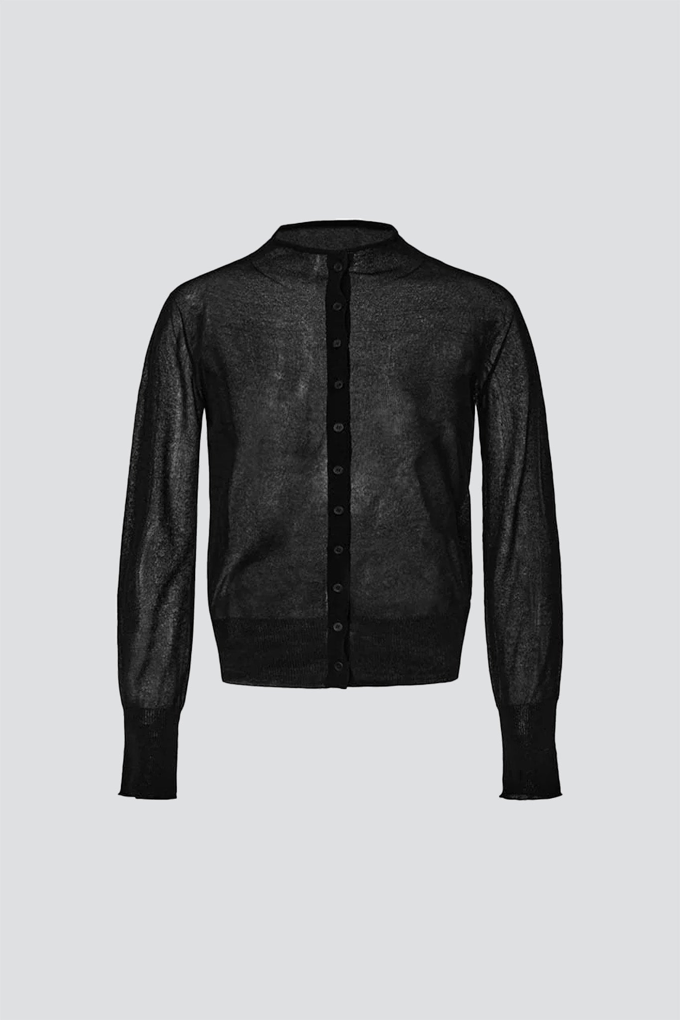 Black Whole Garment Sheer Cardigan