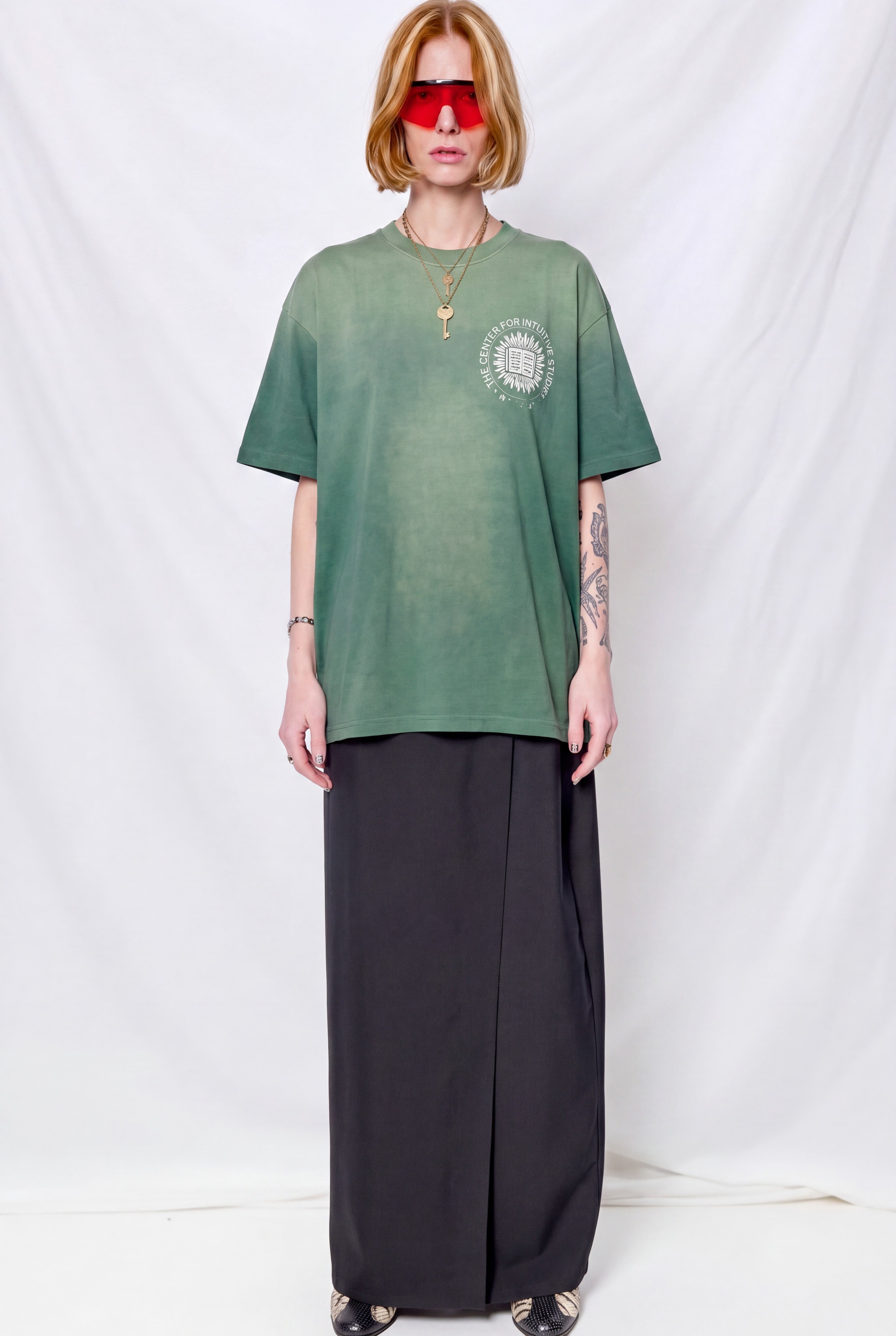Green Faded Intuitive Circle Logo T-Shirt
