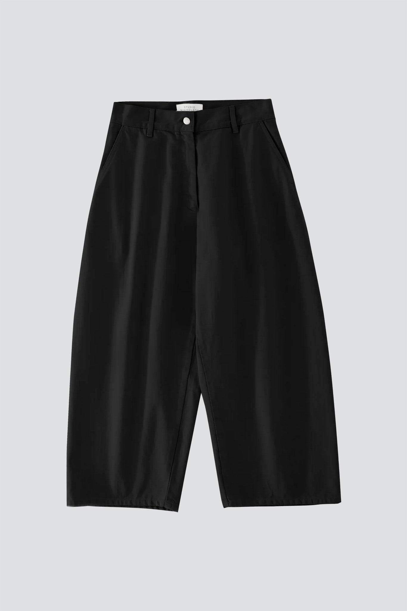 Washed Black Denim Wide Crop Pant