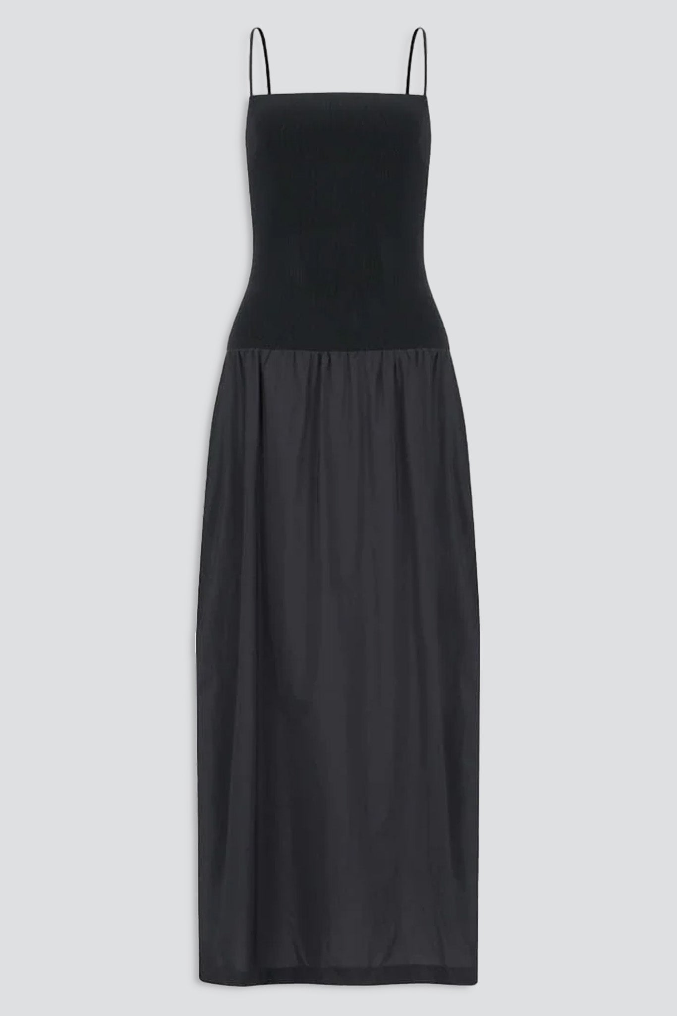 Charcoal Nylon Jersey Maxi Dress