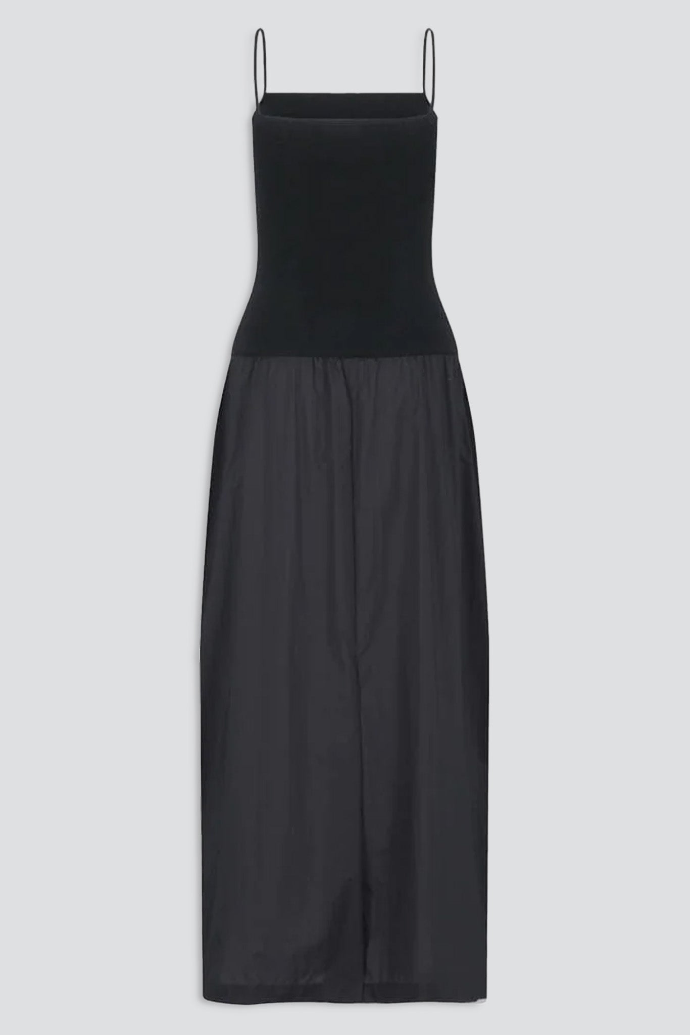 Charcoal Nylon Jersey Maxi Dress